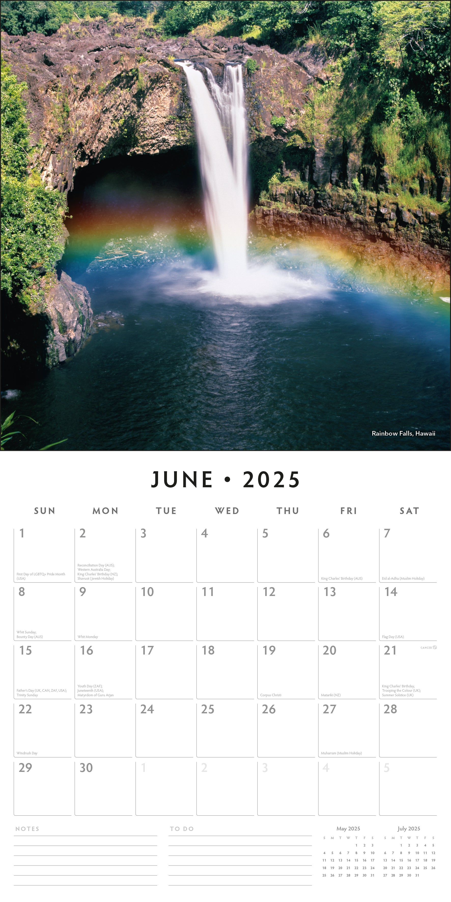 2025 Waterfalls - Square Wall Calendar