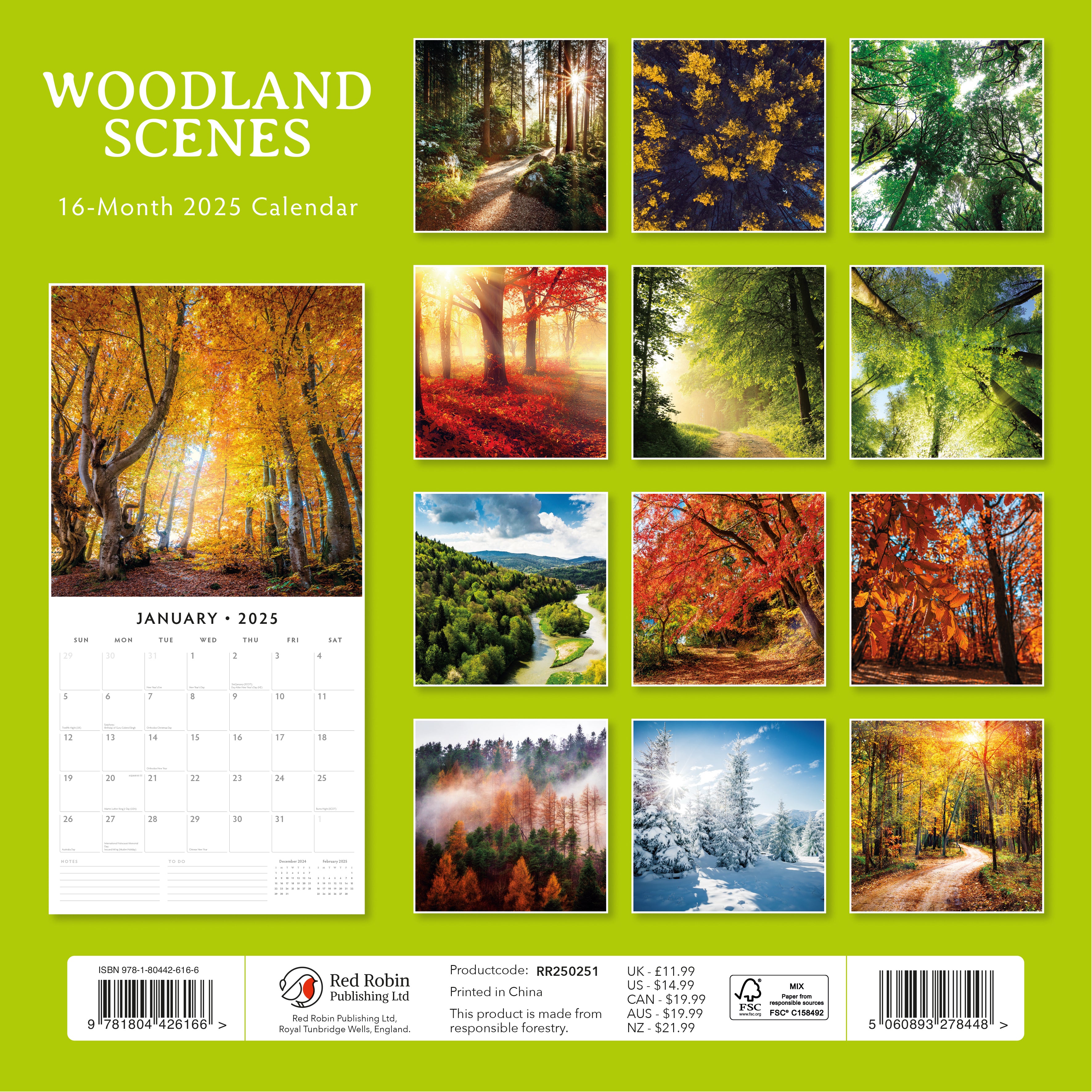 2025 Woodland Scenes - Square Wall Calendar