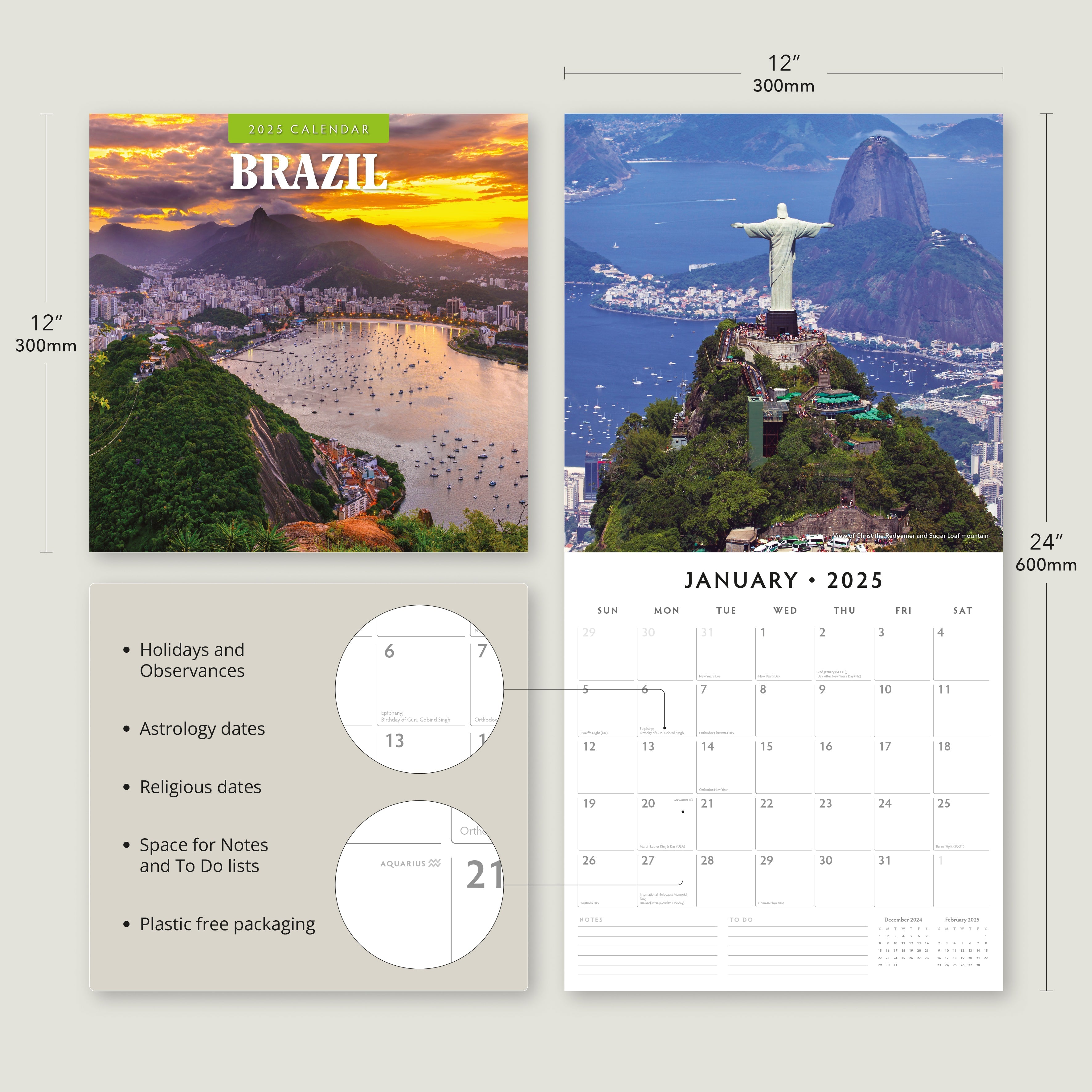 2025 Brazil - Square Wall Calendar