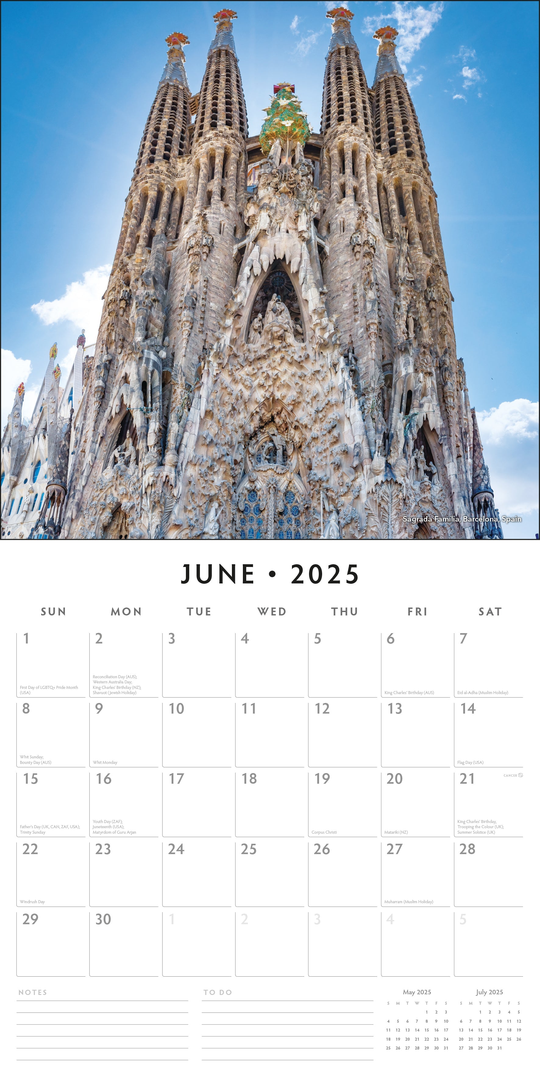 2025 Cathedrals of the World - Square Wall Calendar