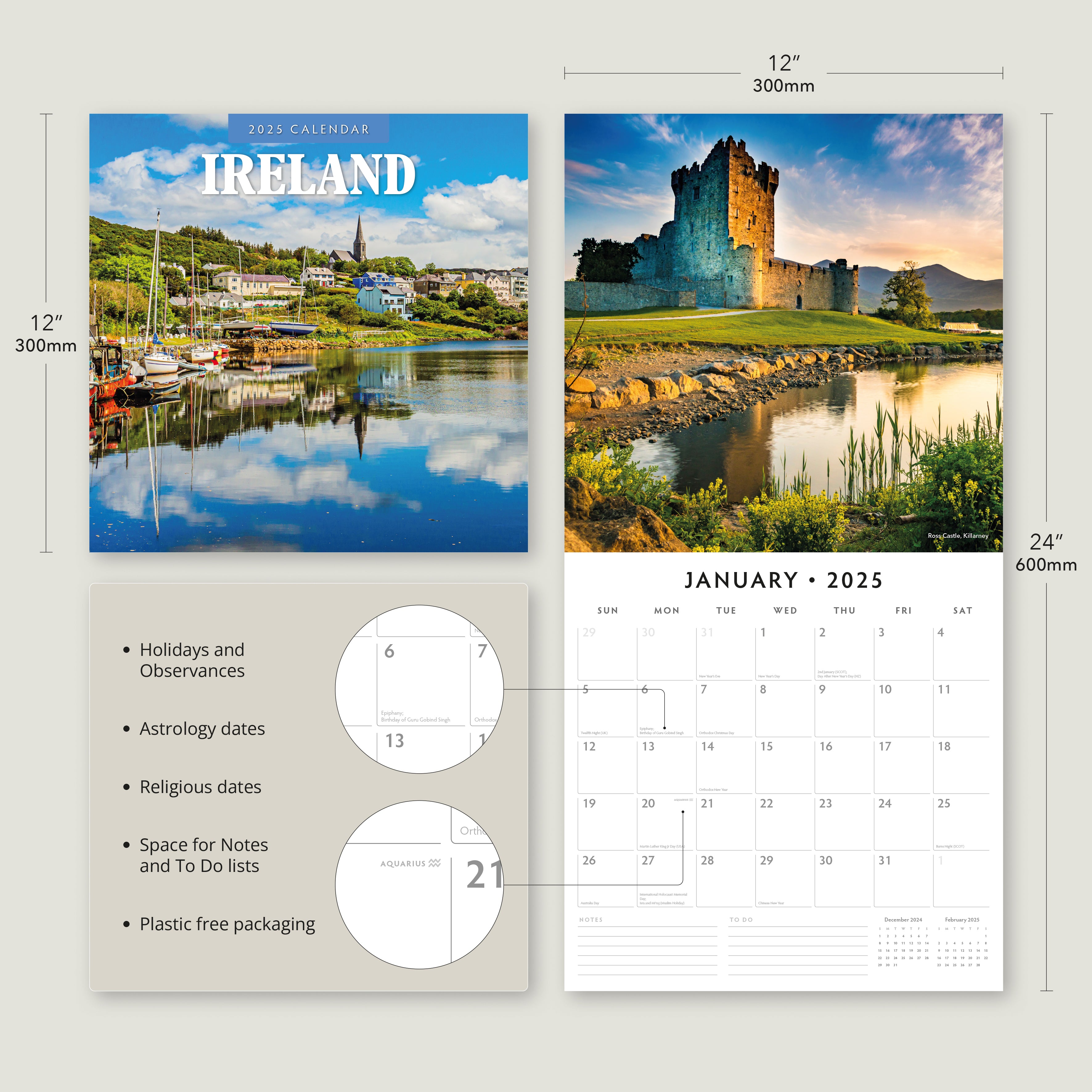 2025 Ireland - Square Wall Calendar