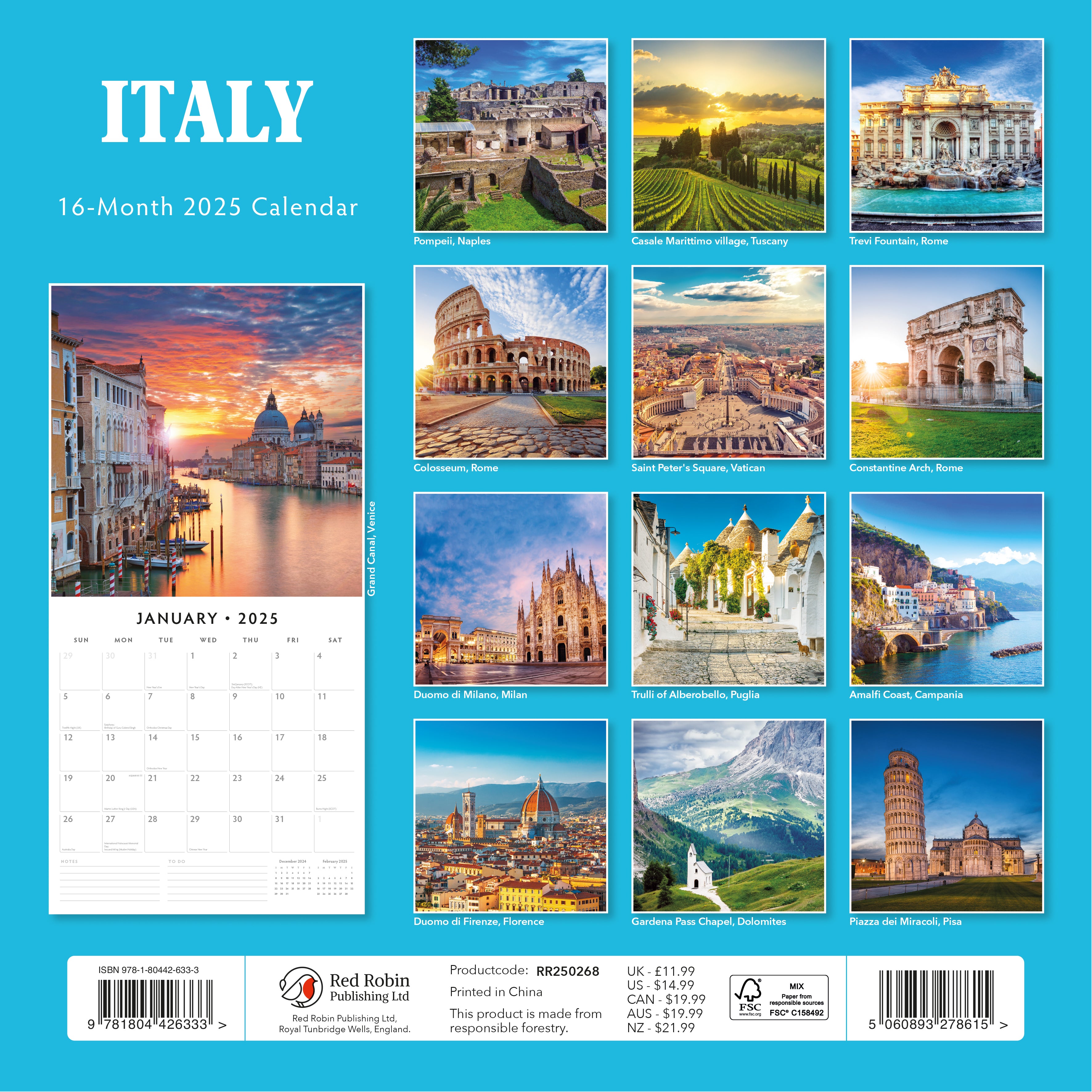 2025 Italy - Square Wall Calendar