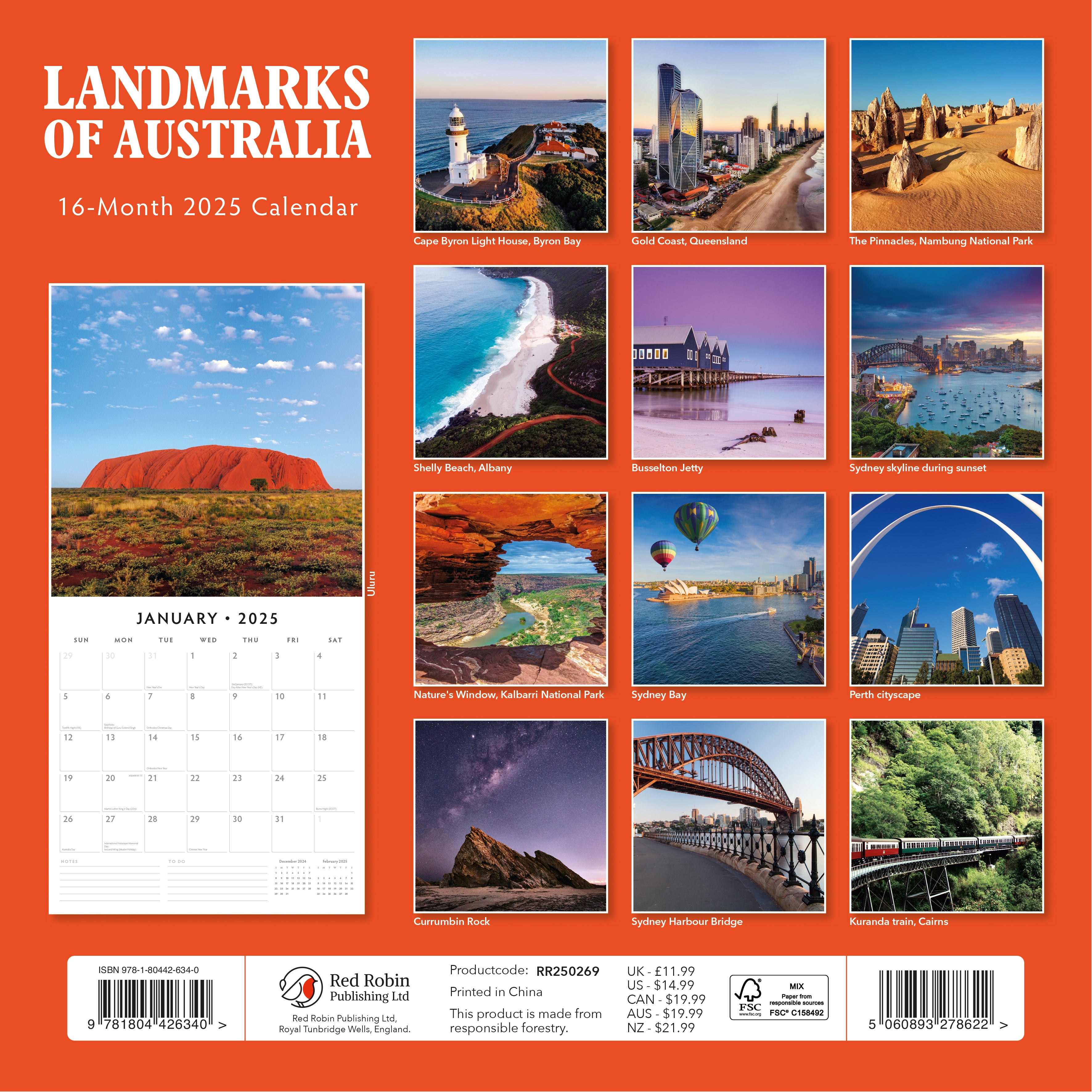 2025 Landmarks of Australia - Square Wall Calendar