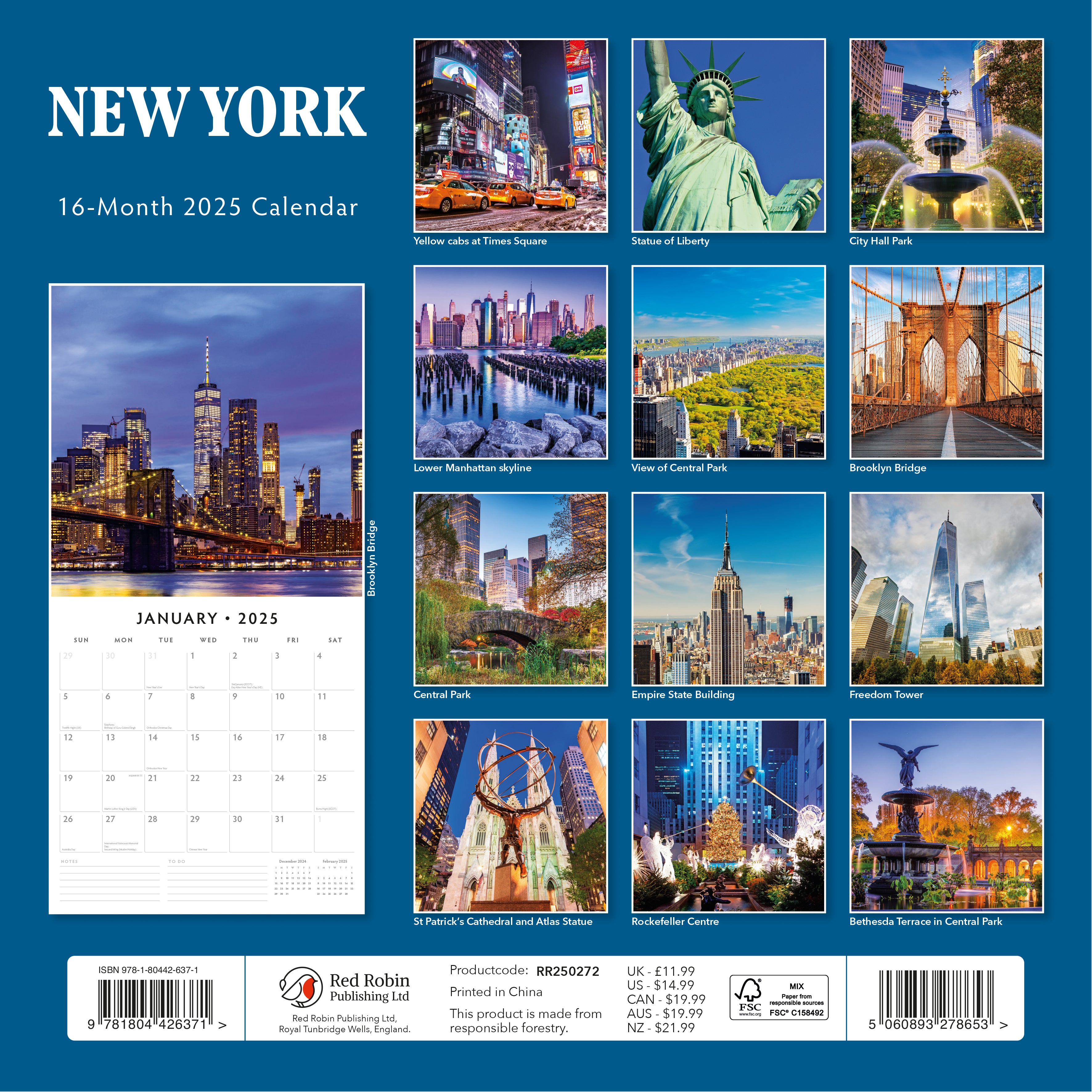 2025 New York - Square Wall Calendar