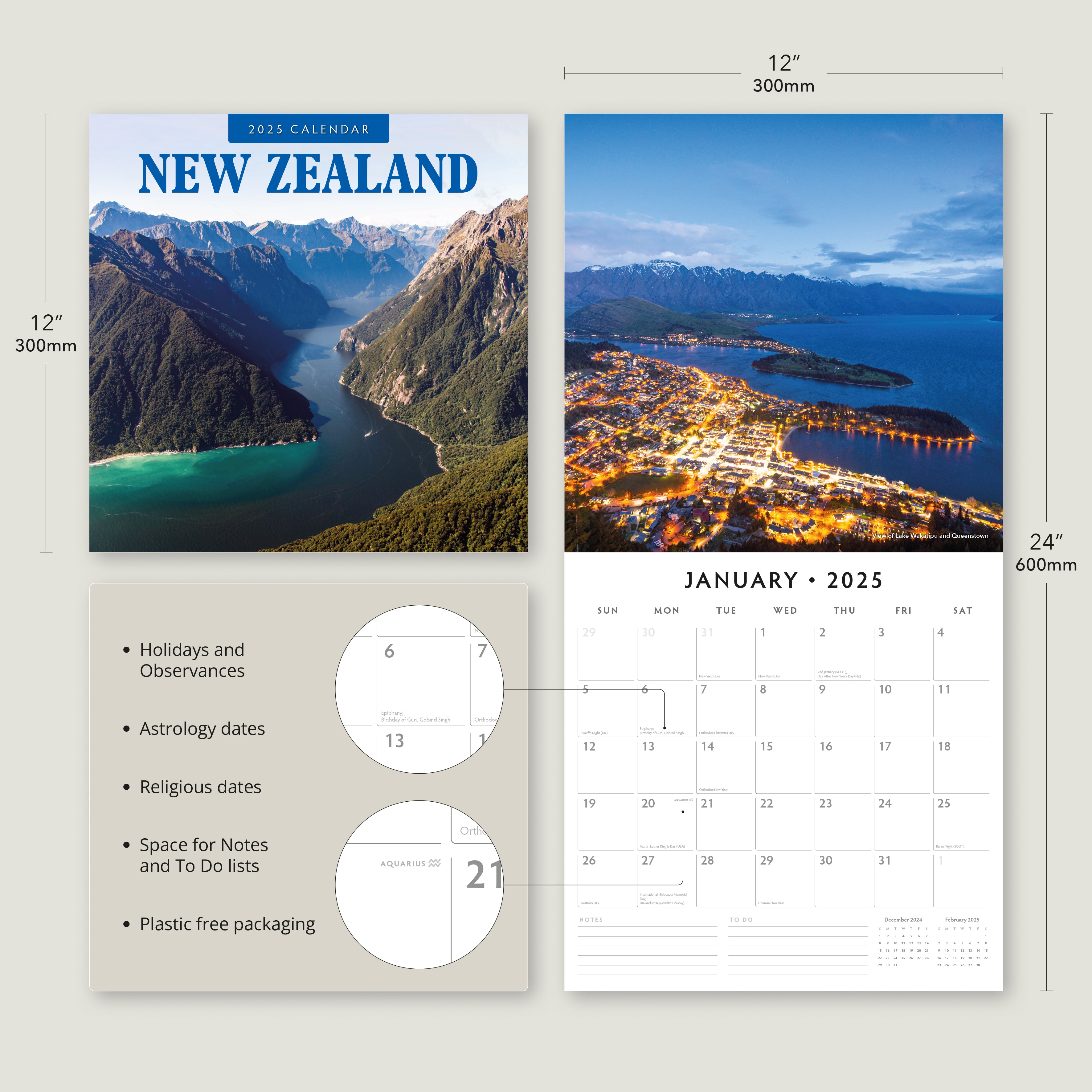 2025 New Zealand - Square Wall Calendar