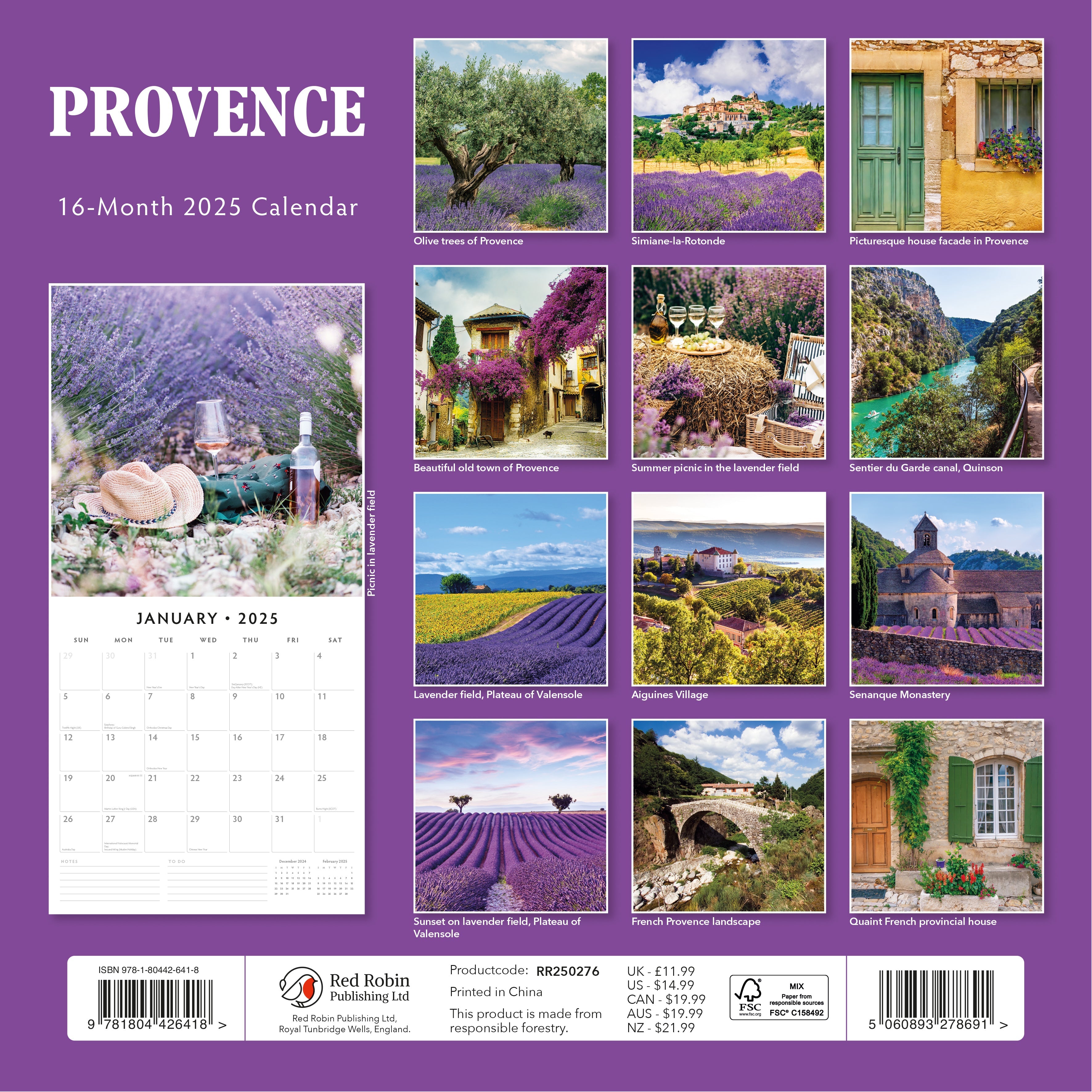 2025 Provence - Square Wall Calendar