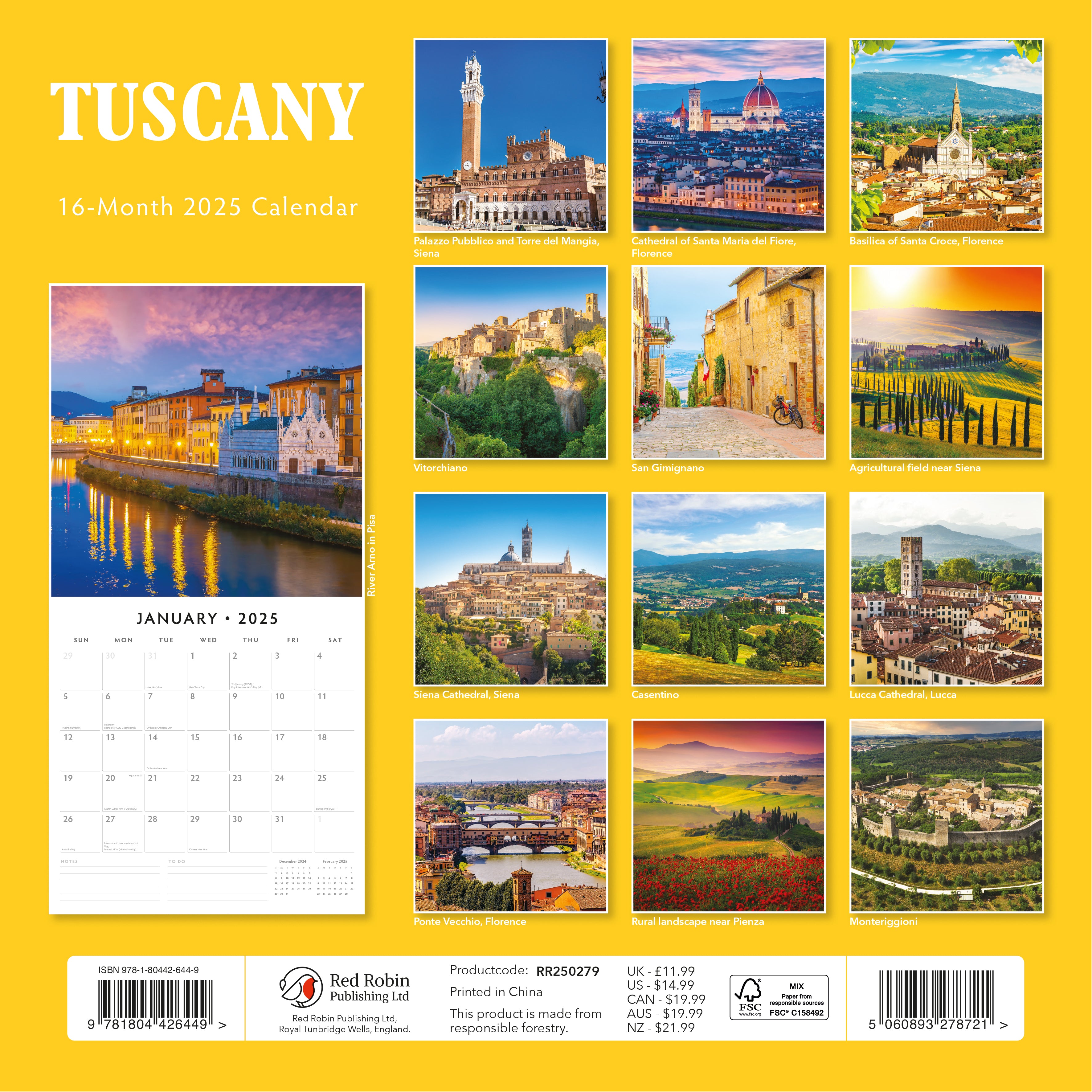 2025 Tuscany - Square Wall Calendar