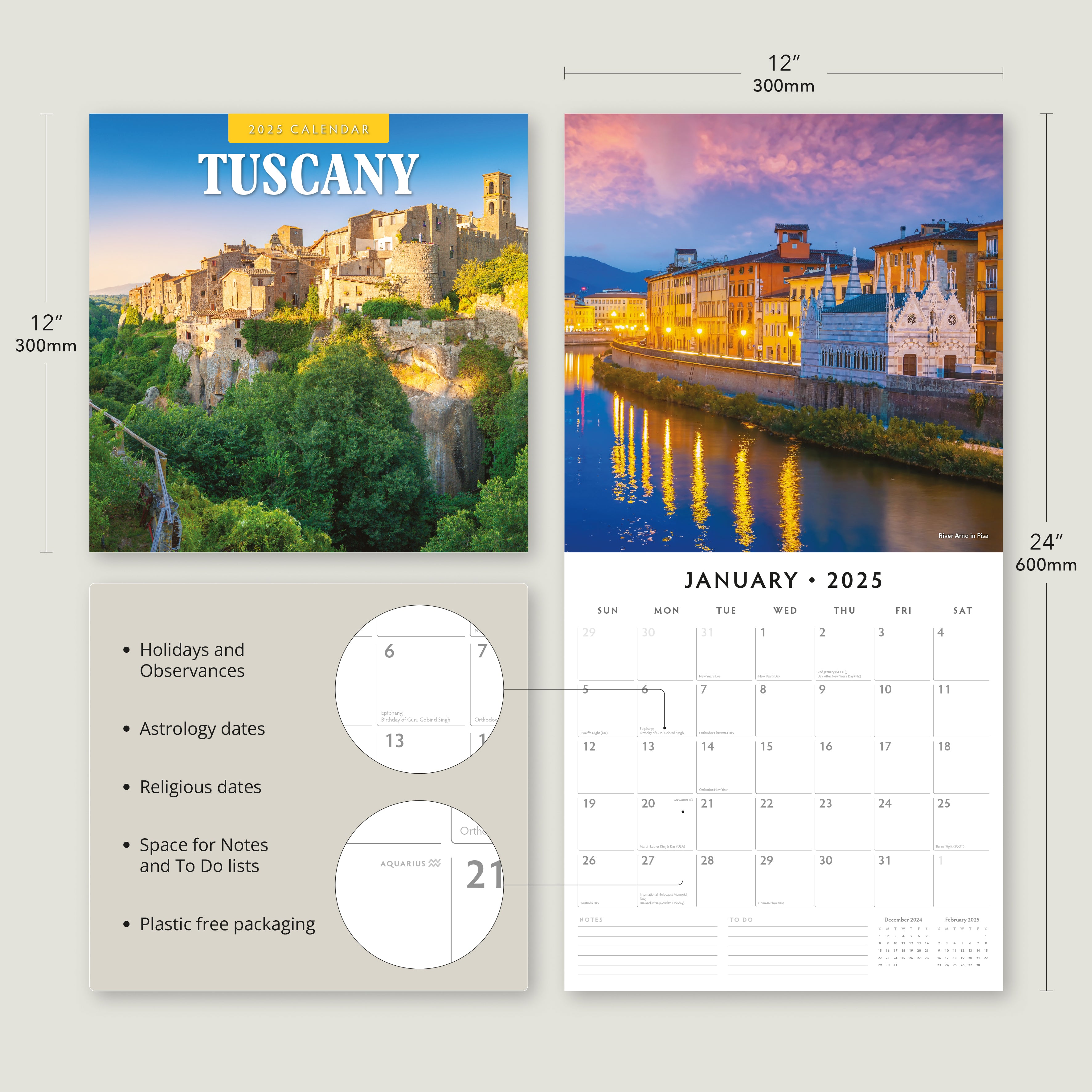 2025 Tuscany - Square Wall Calendar