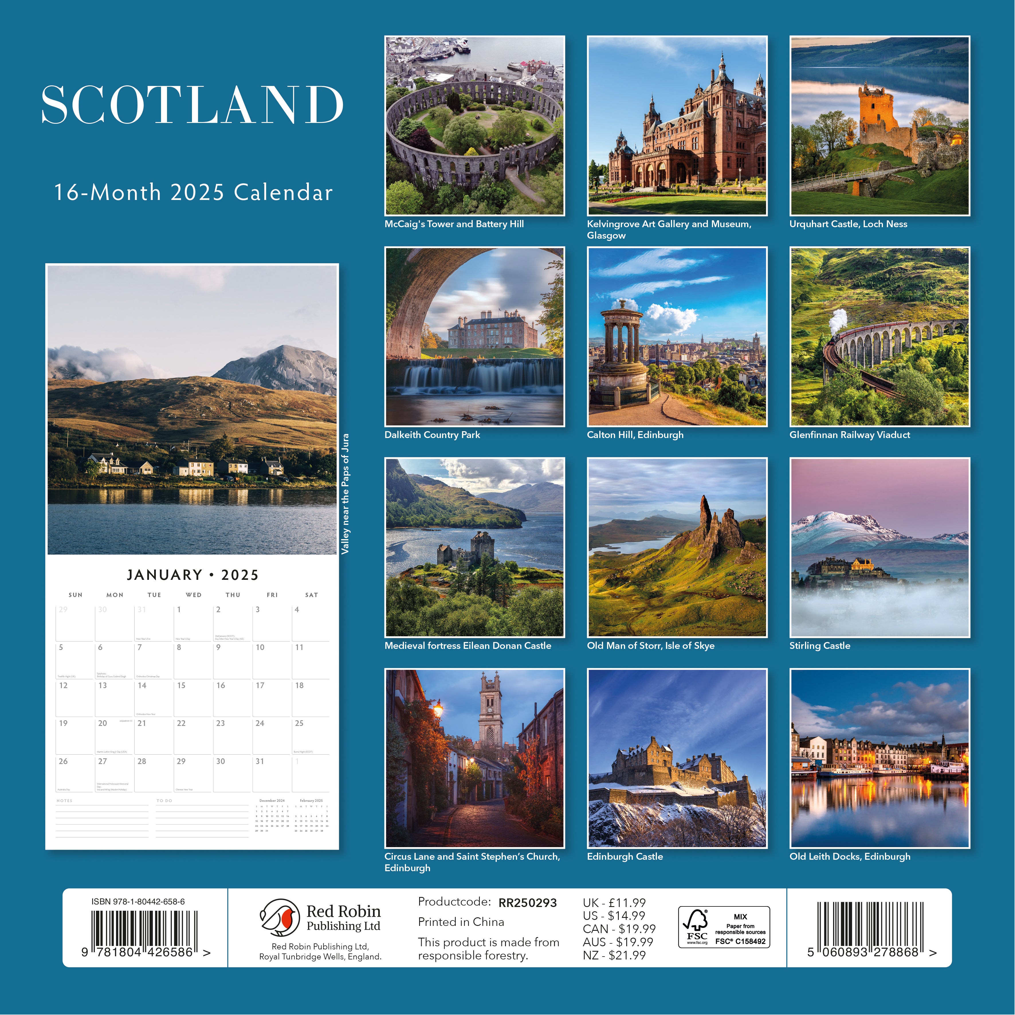 2025 Scotland - Square Wall Calendar