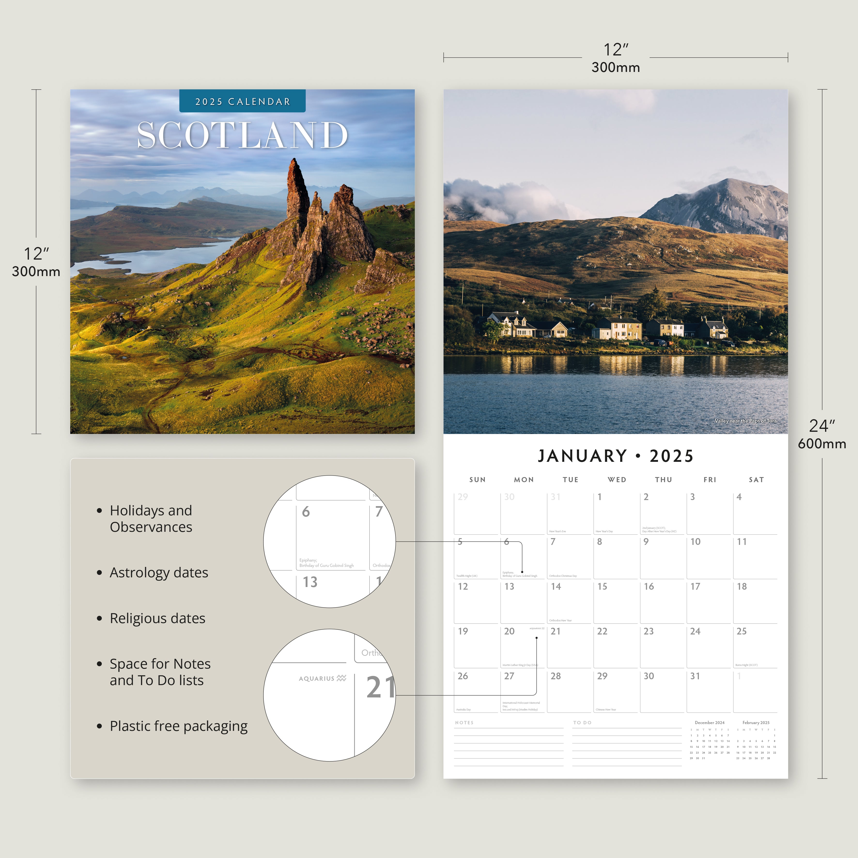 2025 Scotland - Square Wall Calendar