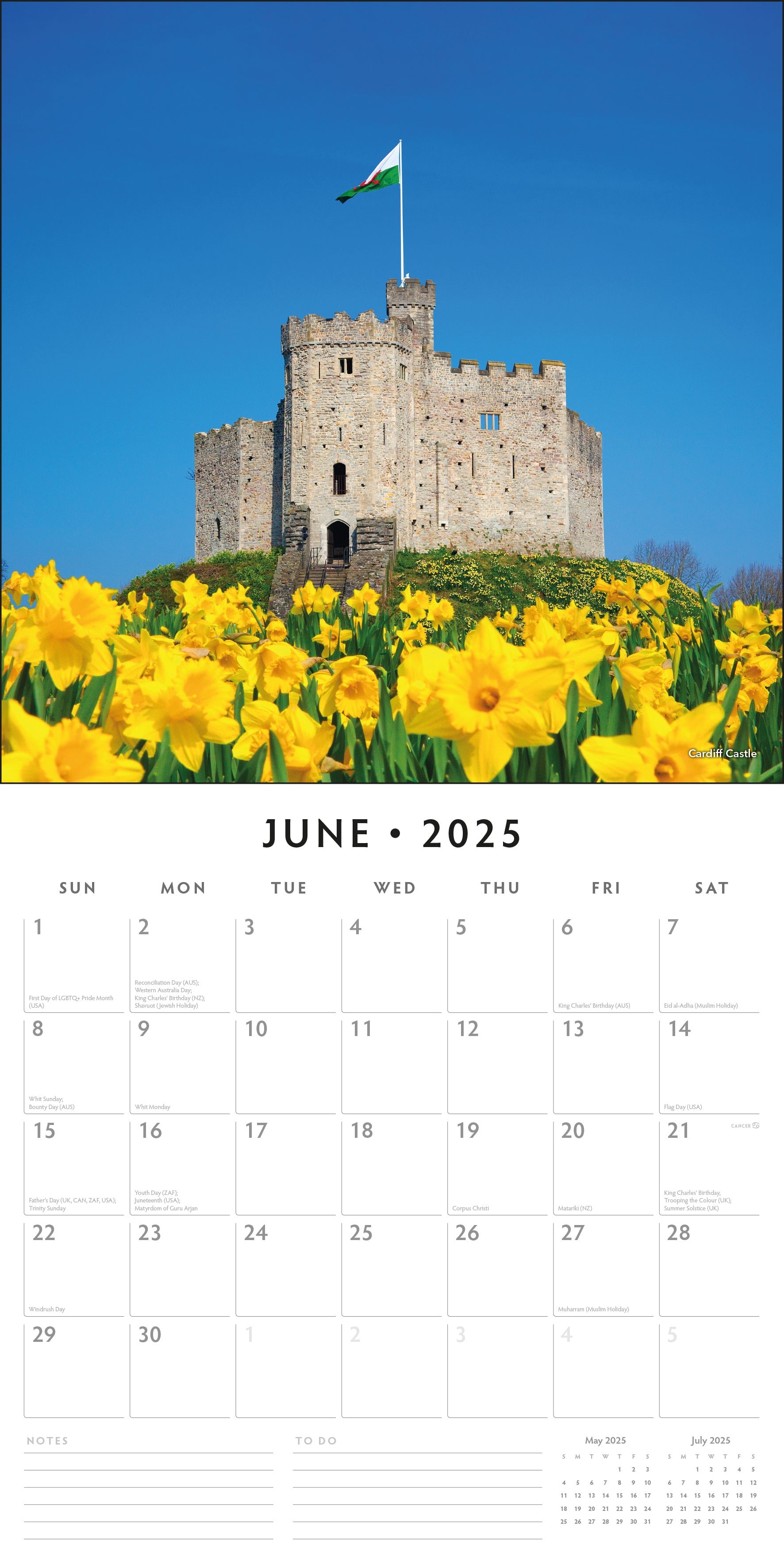 2025 Wales - Square Wall Calendar