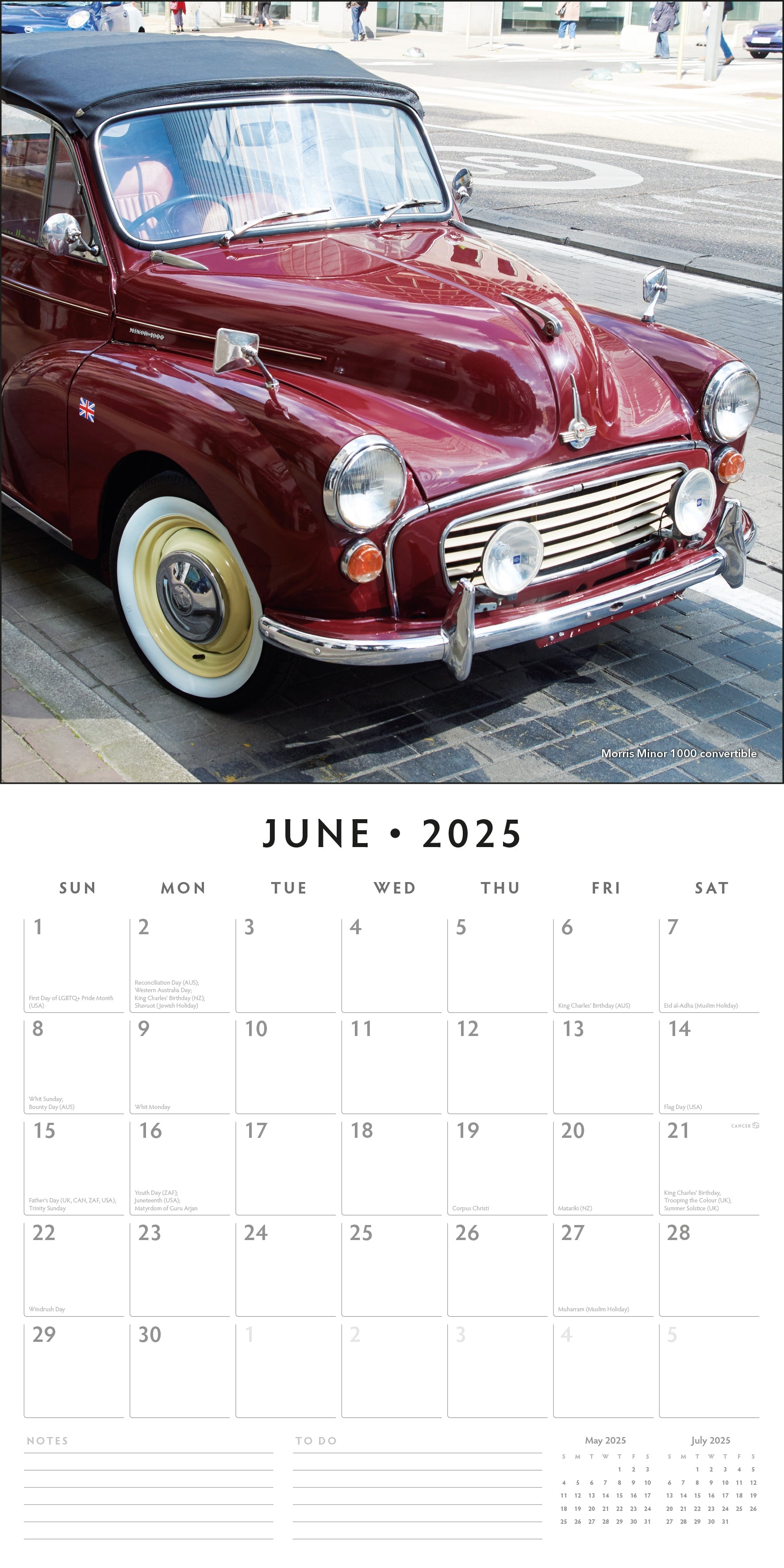 2025 British Classics - Square Wall Calendar