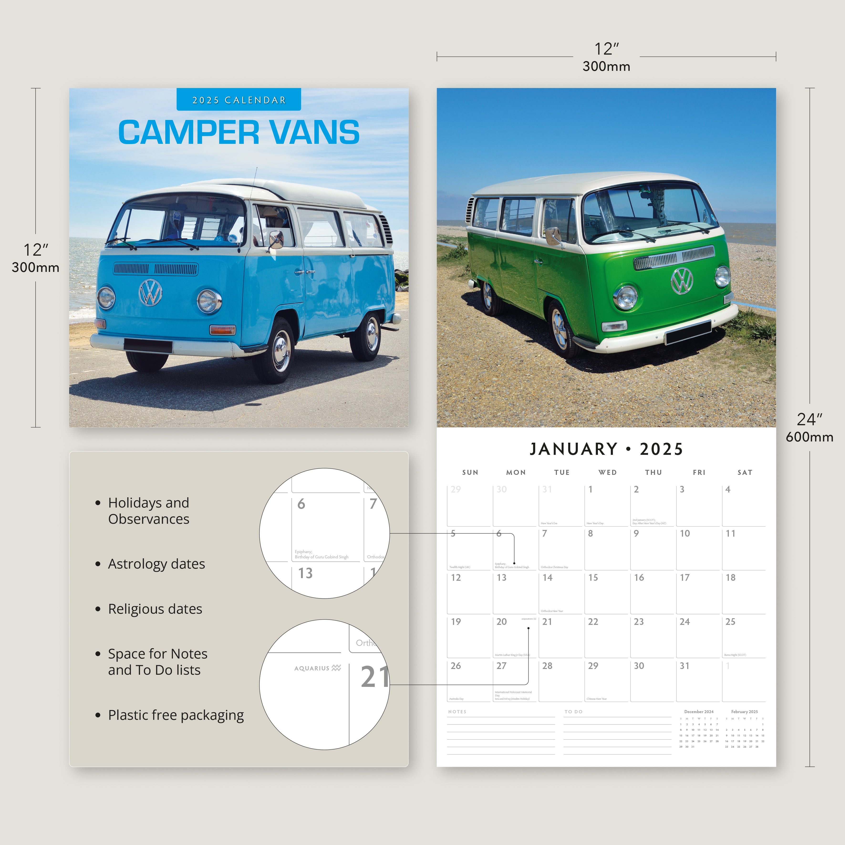 2025 Camper Vans - Square Wall Calendar