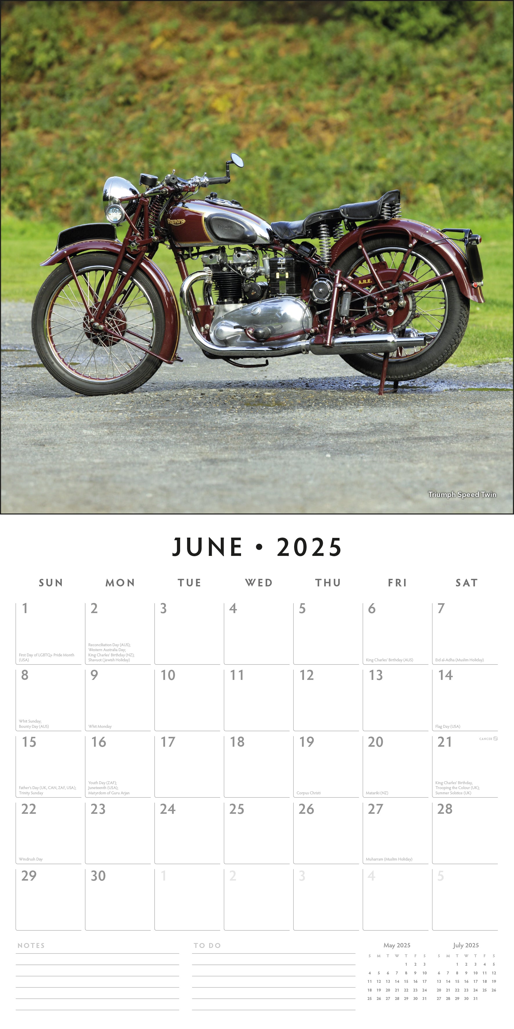 2025 Classic Bikes - Square Wall Calendar