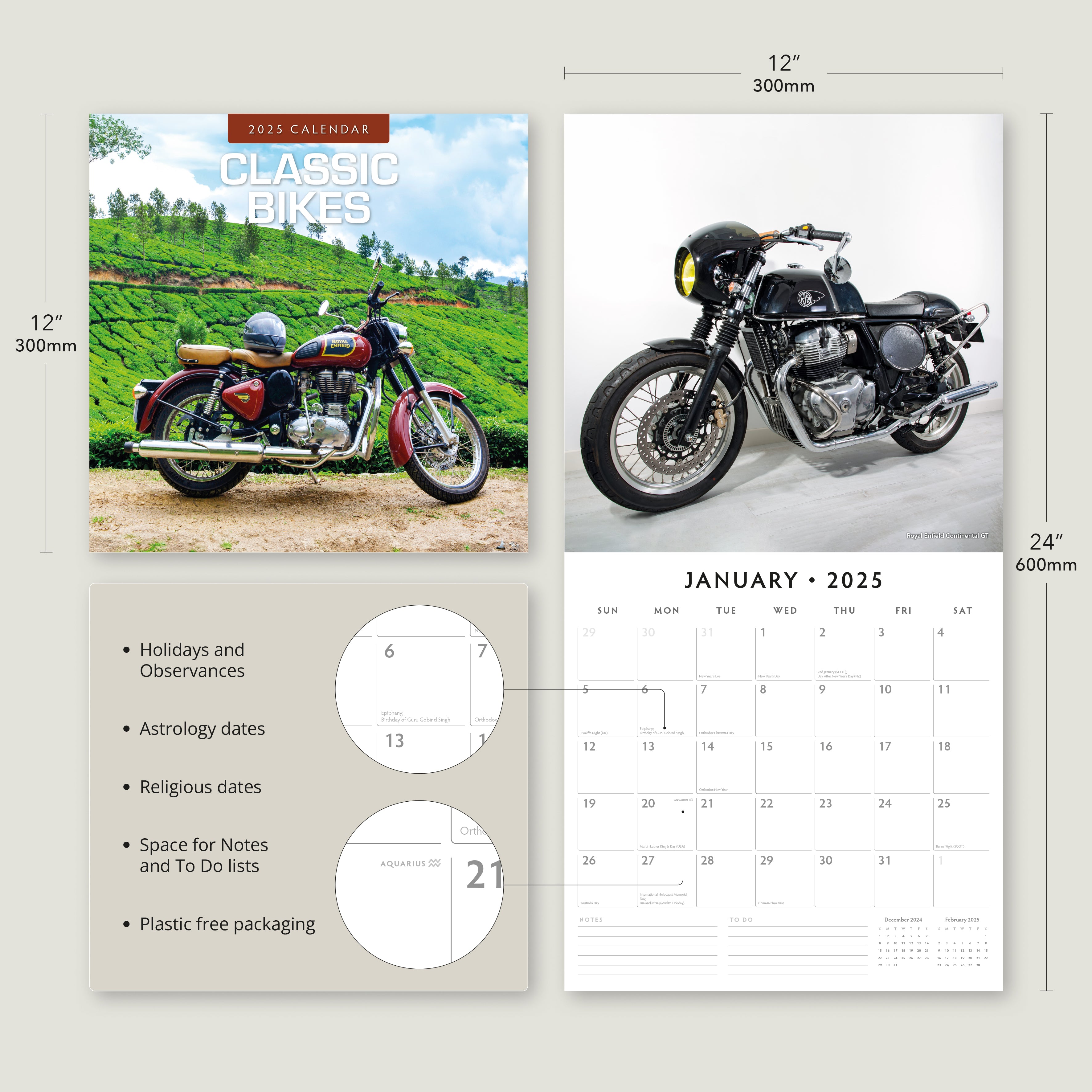 2025 Classic Bikes - Square Wall Calendar