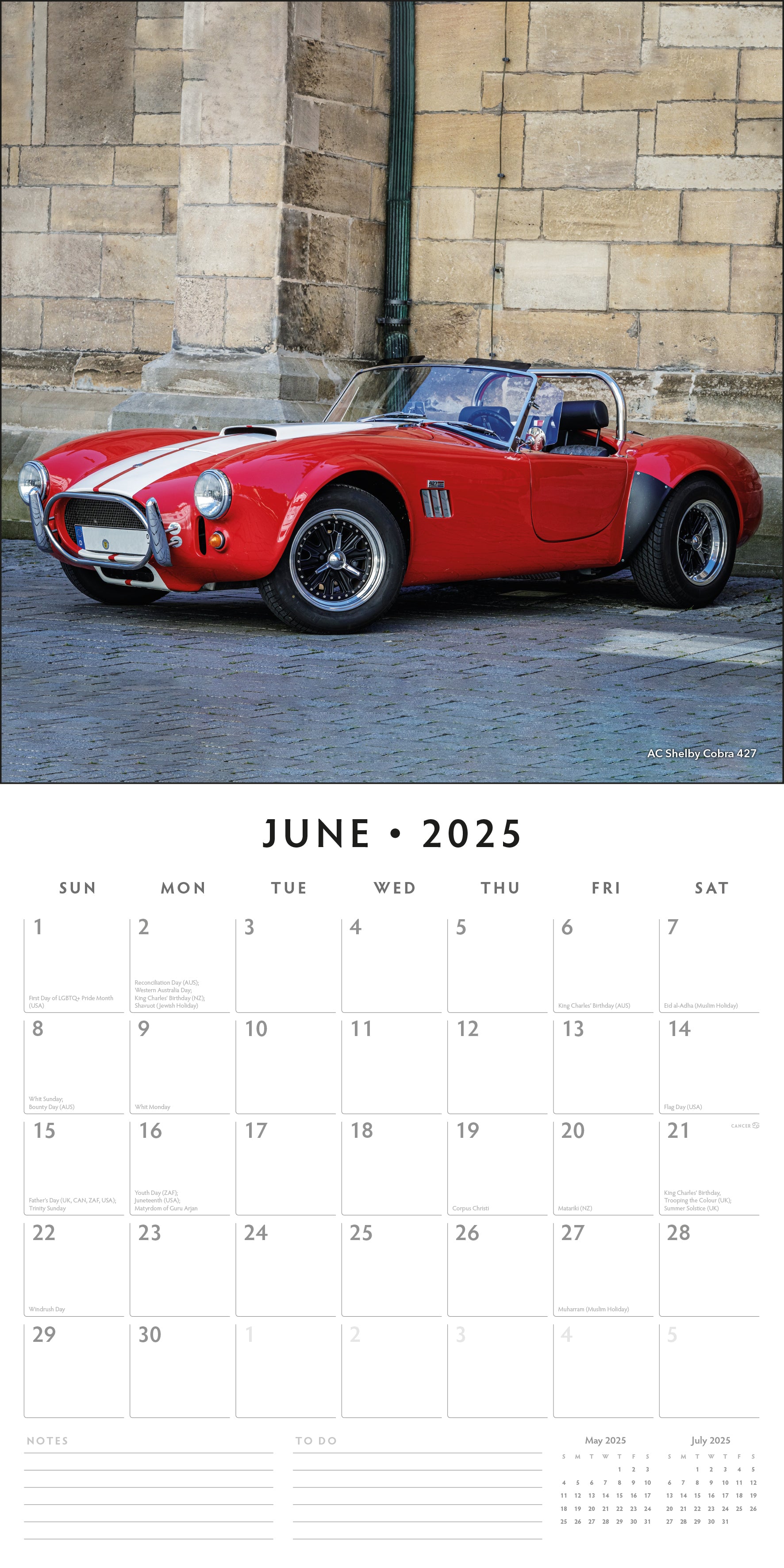 2025 Classic Cars - Square Wall Calendar