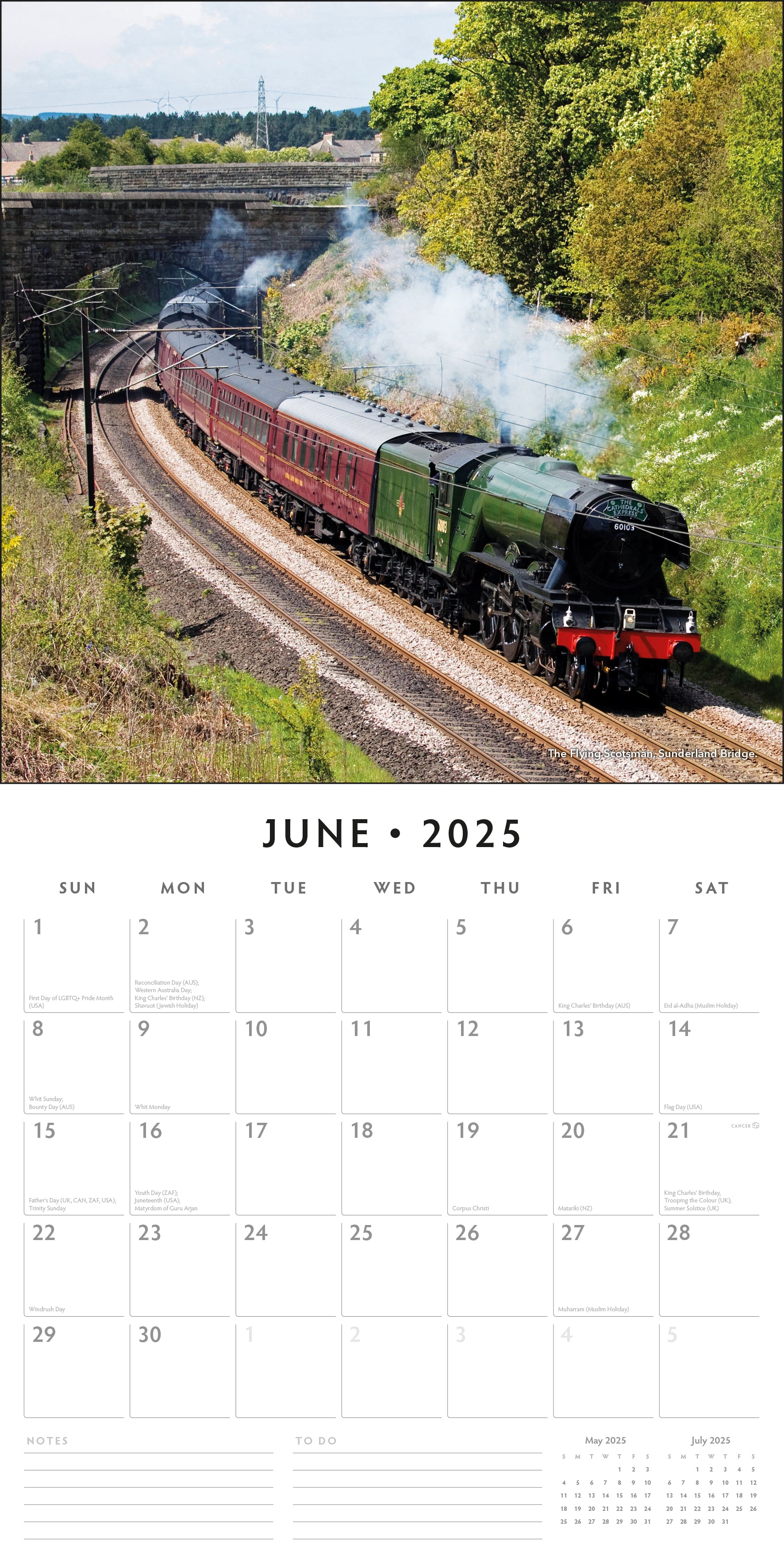 2025 Steam Trains - Square Wall Calendar