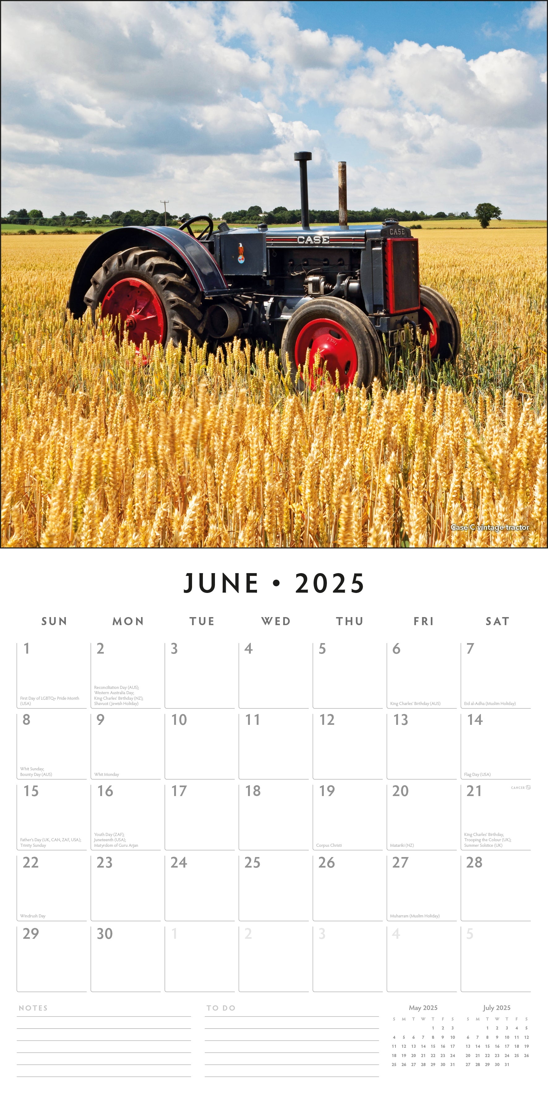 2025 Tractors - Square Wall Calendar