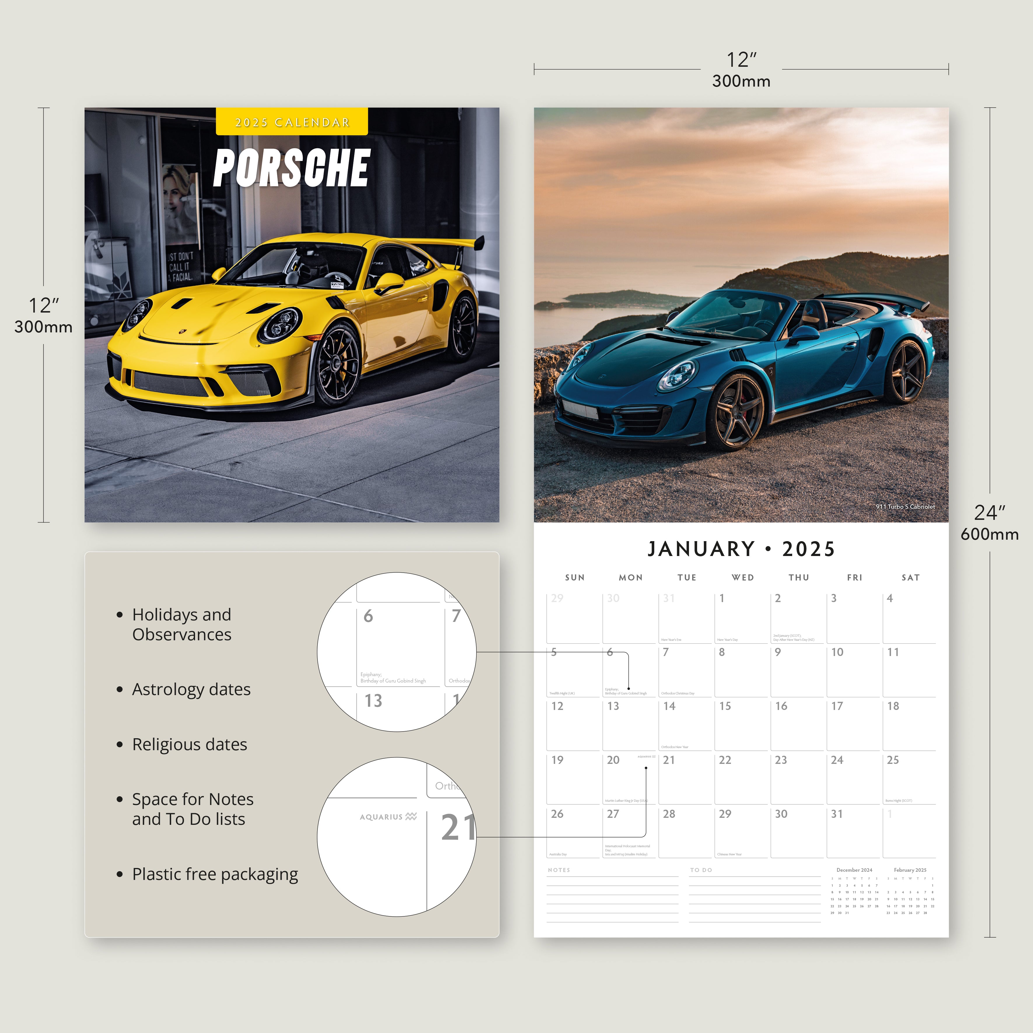 2025 Porsche - Square Wall Calendar