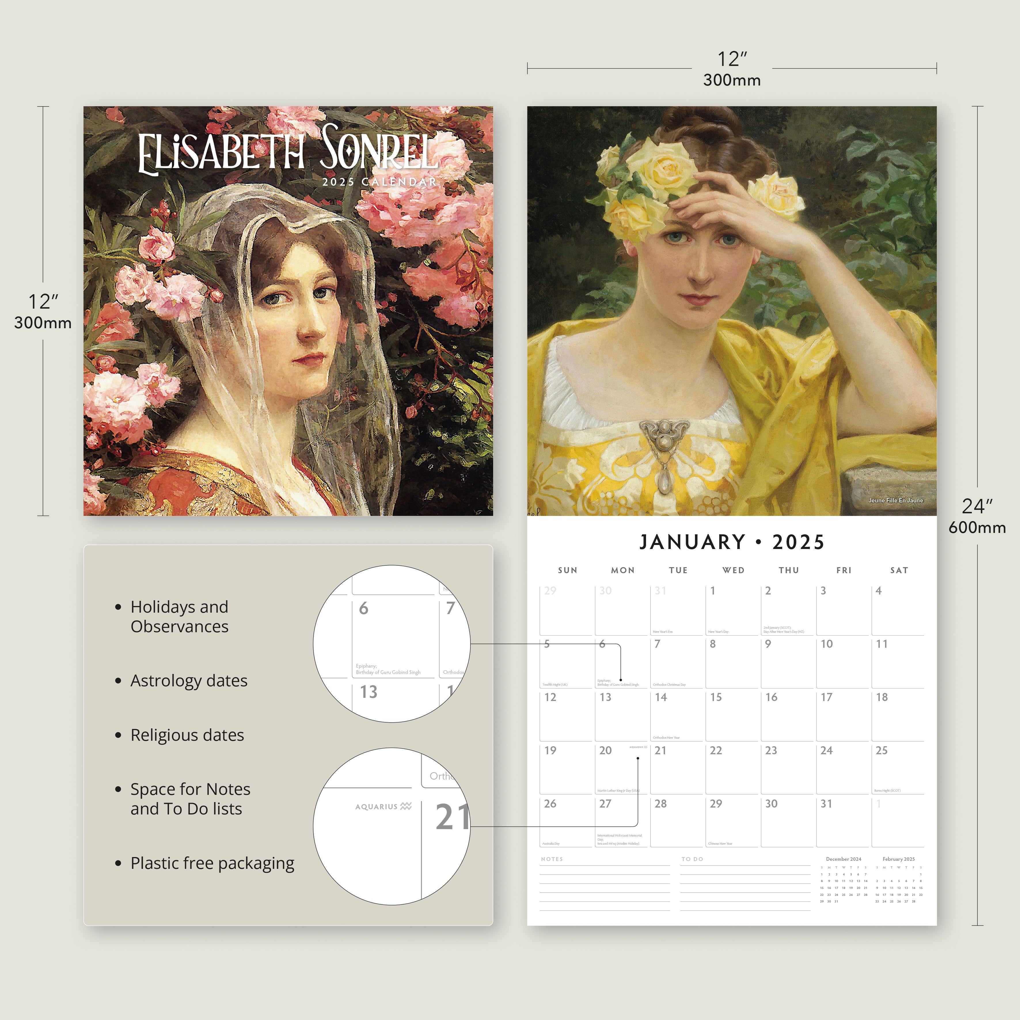 2025 Elisabeth Sonrel - Square Wall Calendar