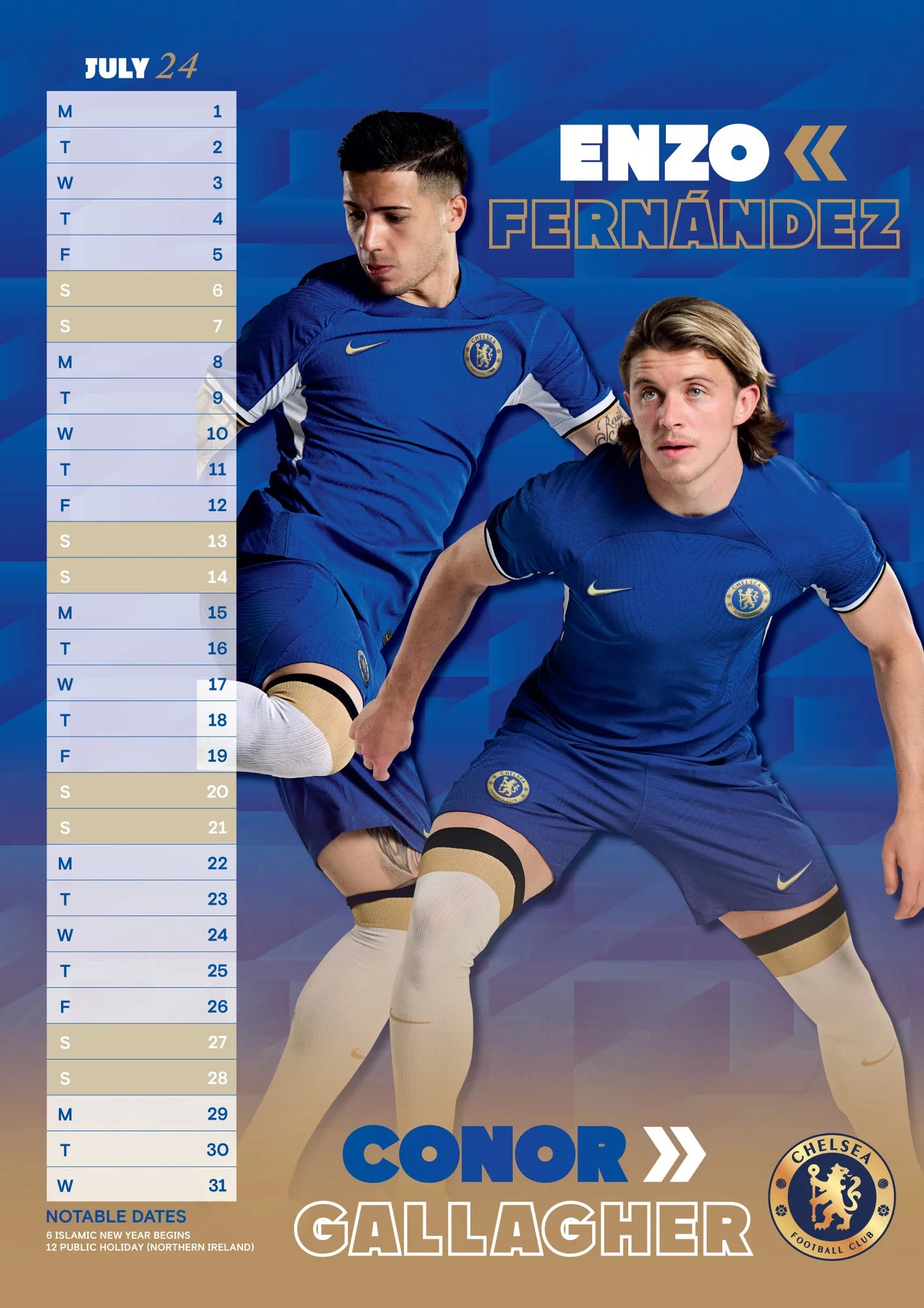 2024 Chelsea FC A3 Wall Calendar
