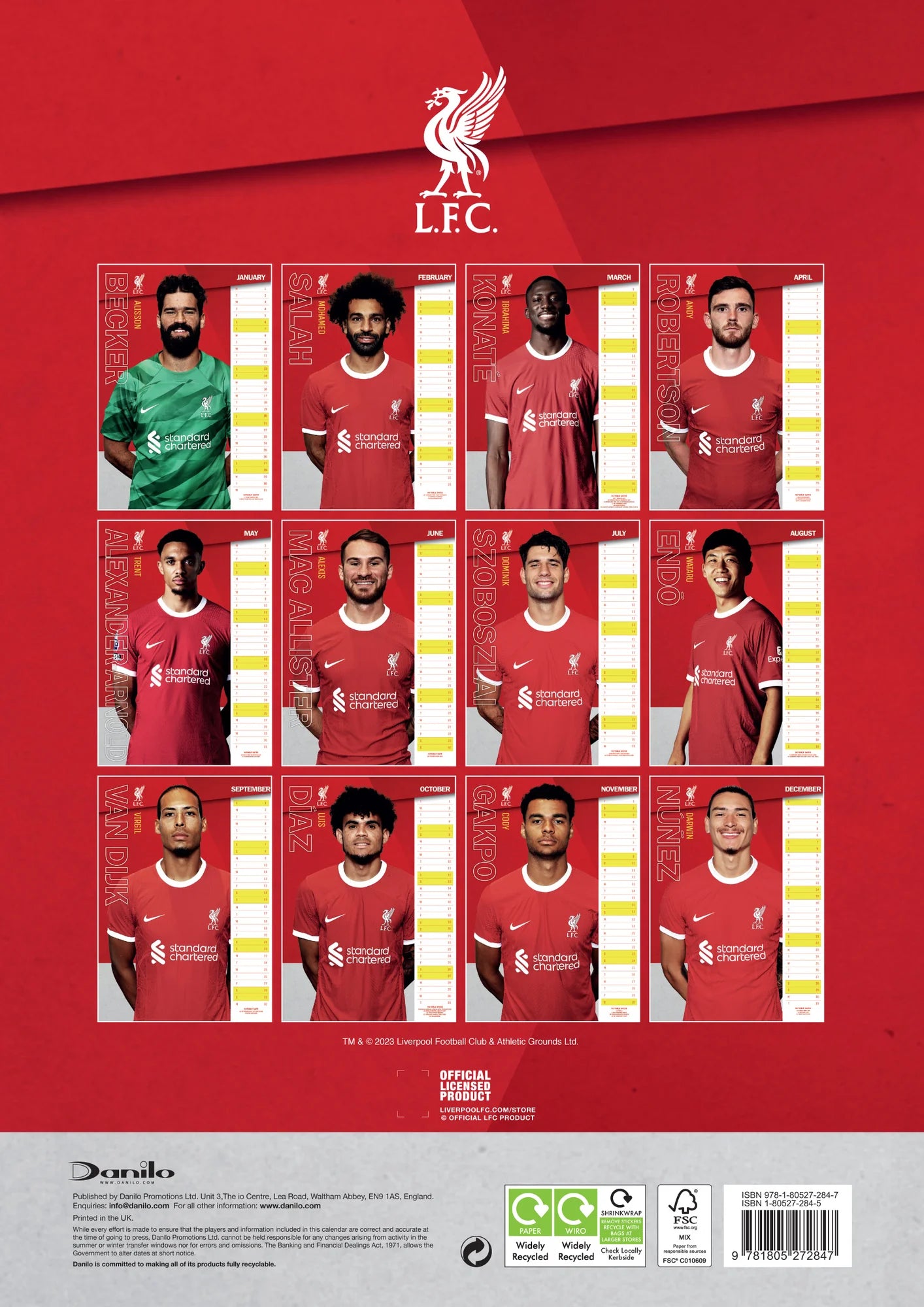 2024 Liverpool FC - A3 Wall Calendar