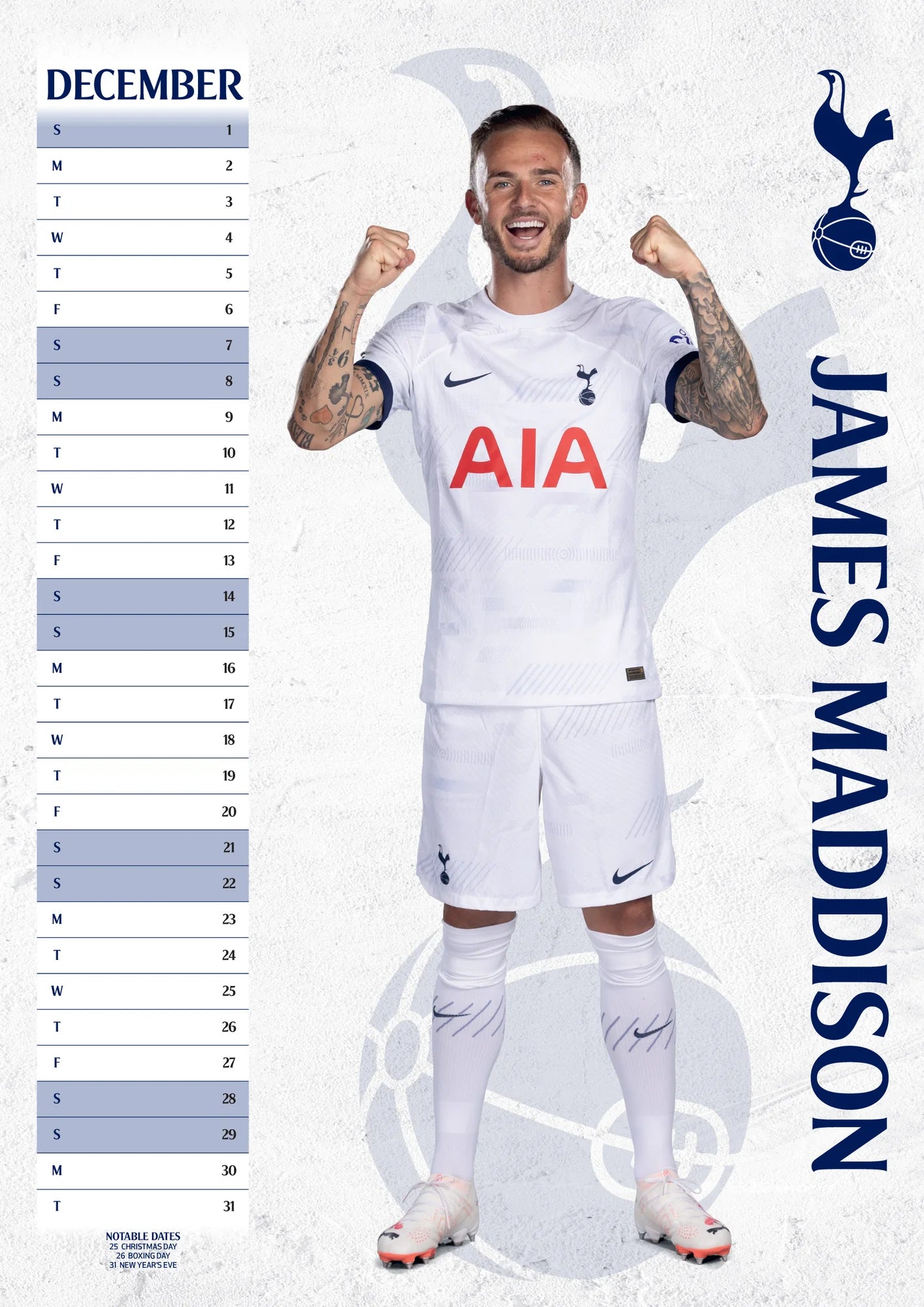 2024 Tottenham Hotspur FC - A3 Wall Calendar  SOLD OUT