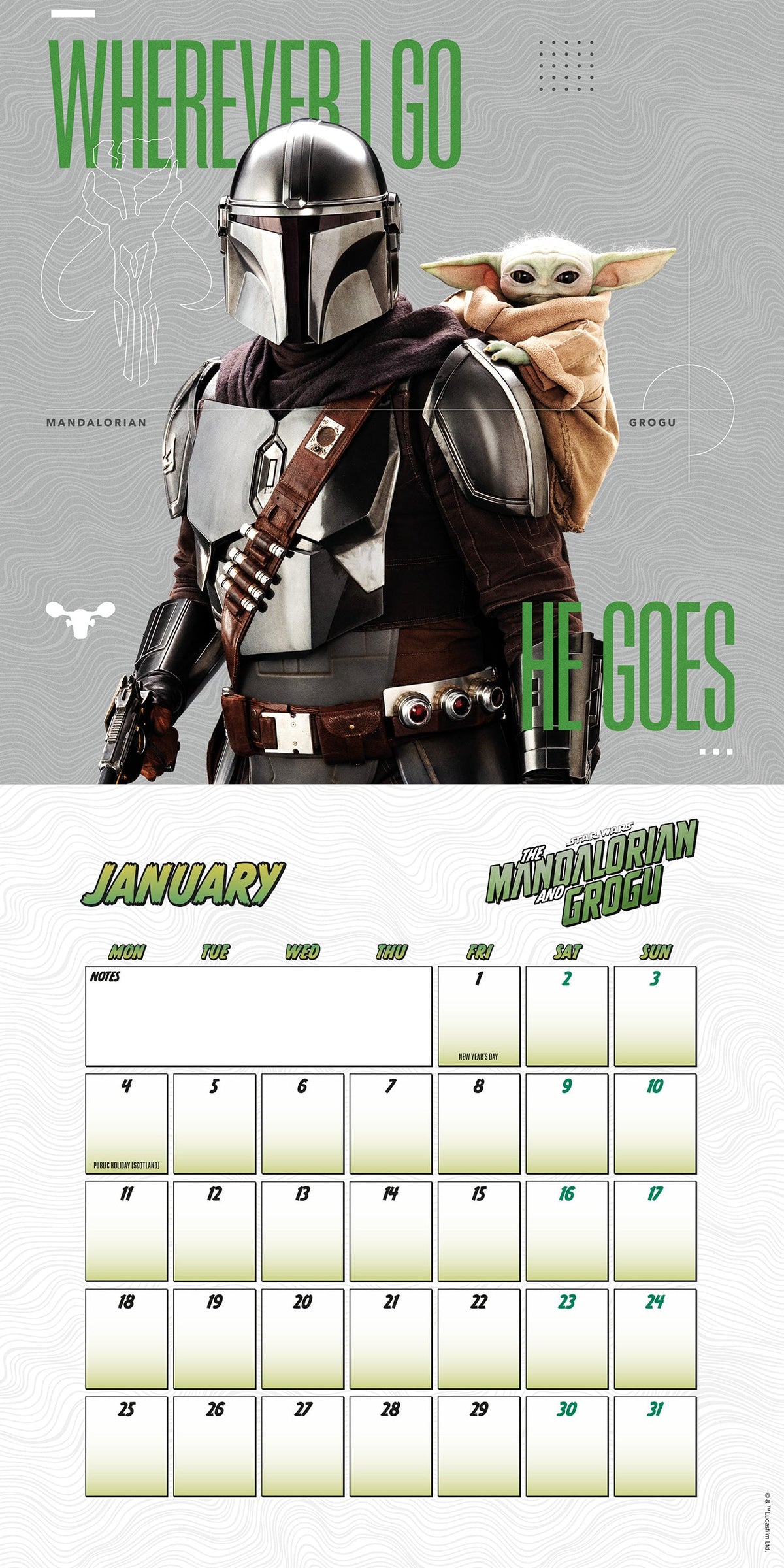 2027 Star Wars - The Mandalorian and Grogu - Square Wall Calendar — interior 1