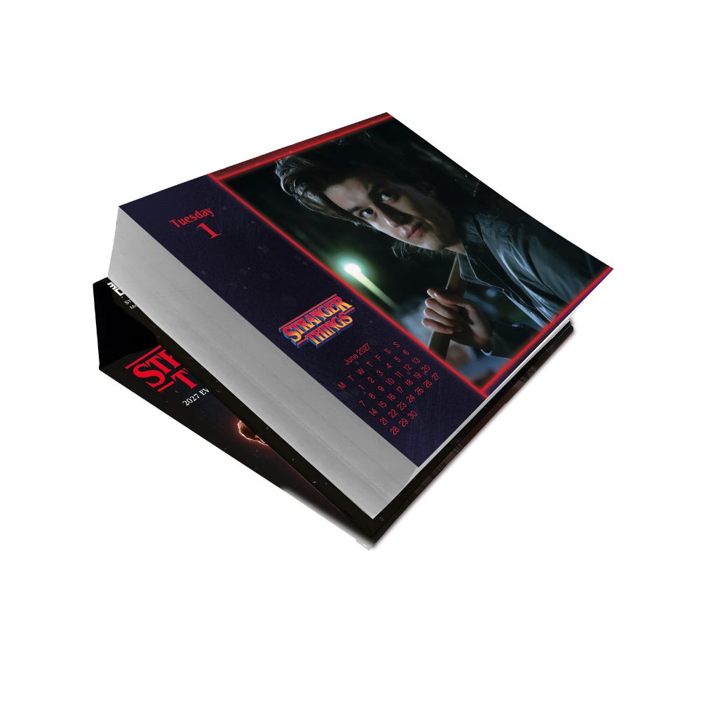 Stranger Things 2027 boxed desk calendar with Steve sample page
