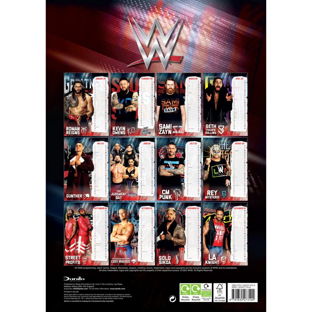 2025 WWE Men - A3 Wall Calendar