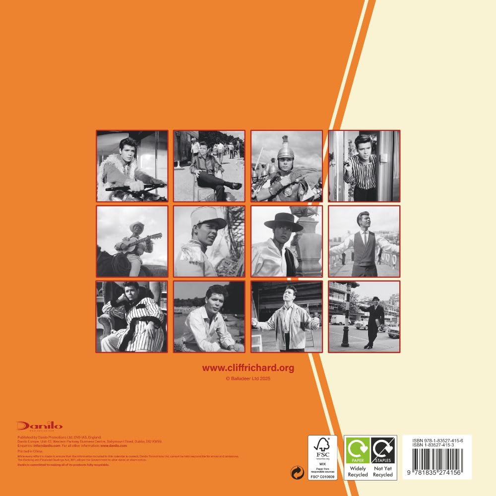 2026 Cliff Richard - Collector's Edition Record Sleeve - Square Wall Calendar