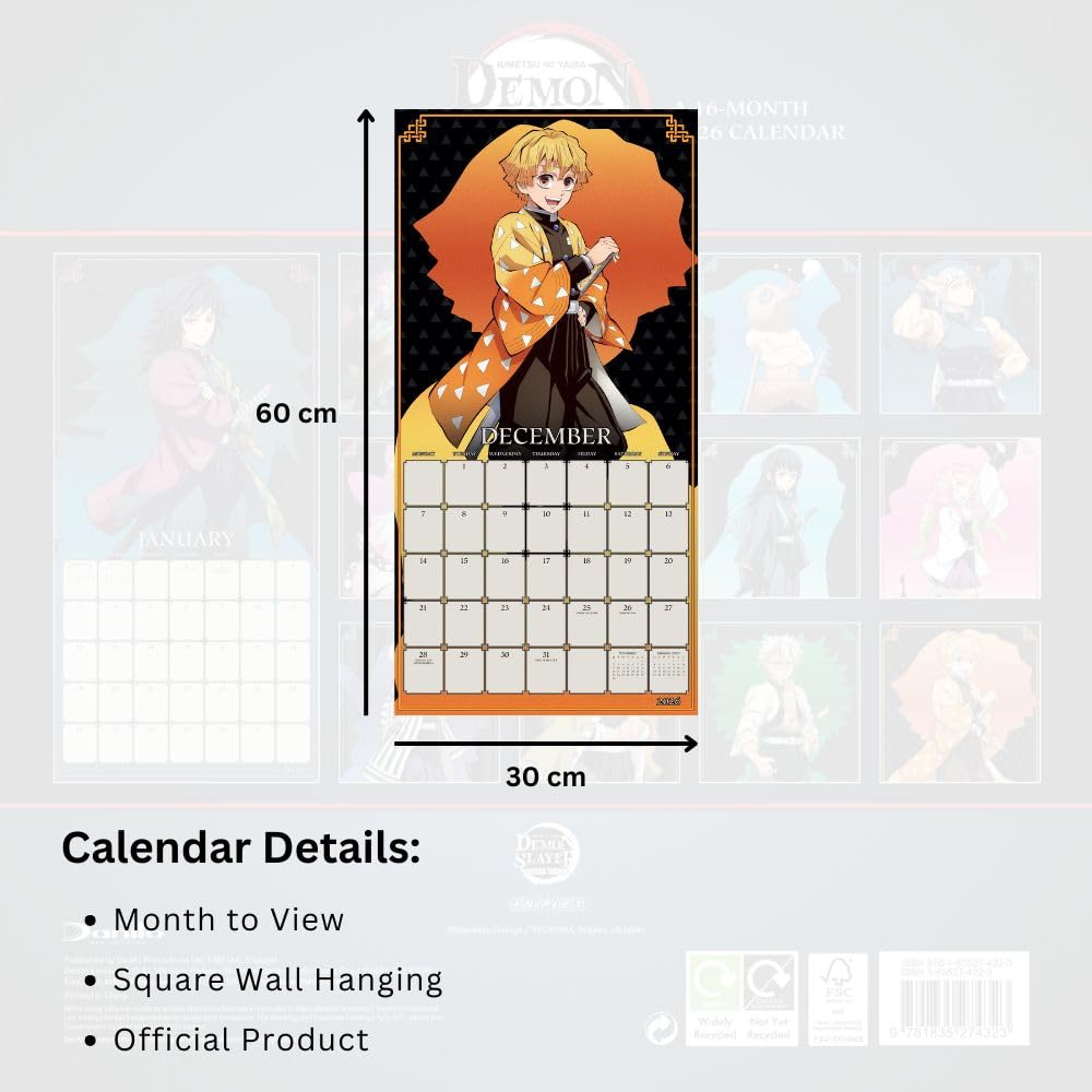 2026 Demon Slayer - Square Wall Calendar