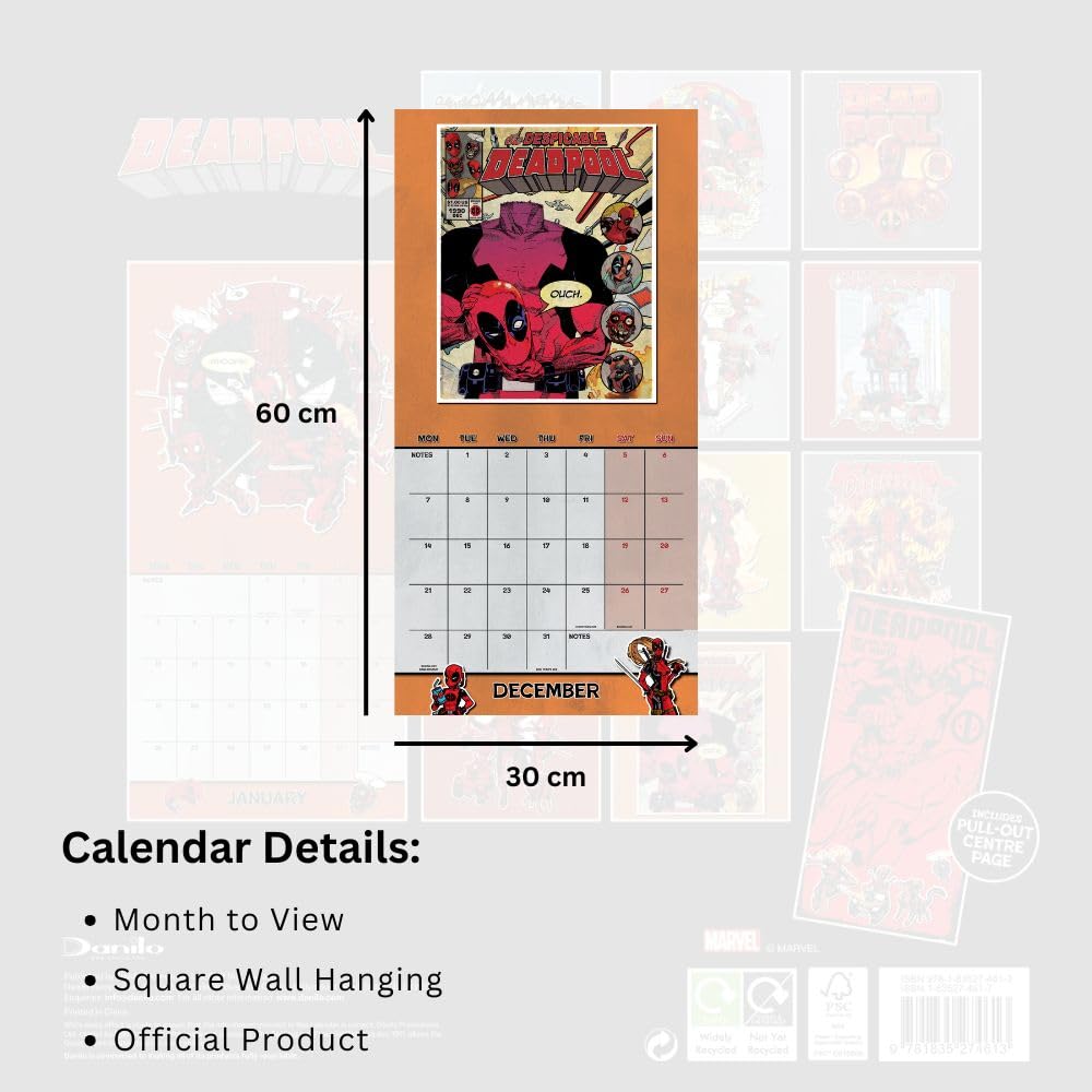 2026 Marvel Deadpool - Square Wall Calendar