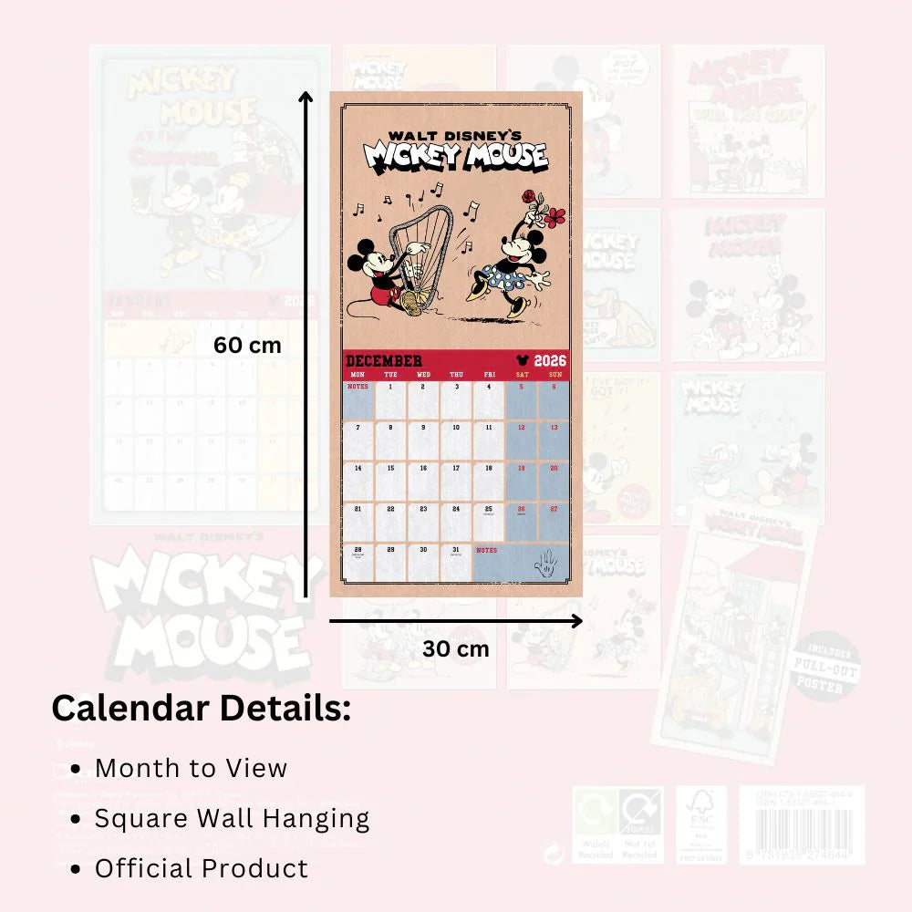 2026 Mickey Mouse Classic - Square Wall Calendar