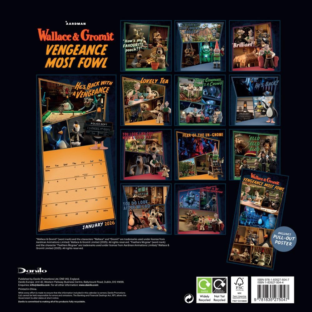 2026 Wallace & Gromit - Square Wall Calendar