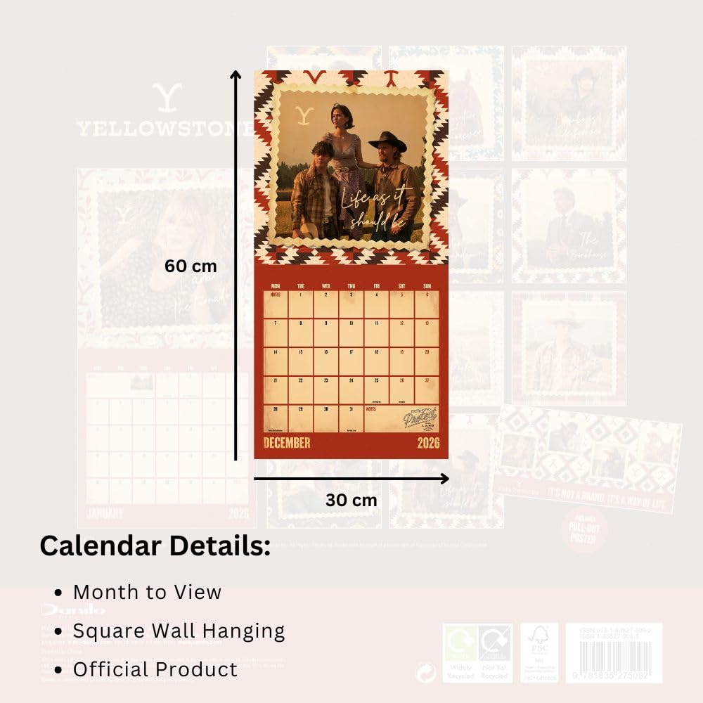 2026 Yellowstone - Square Wall Calendar