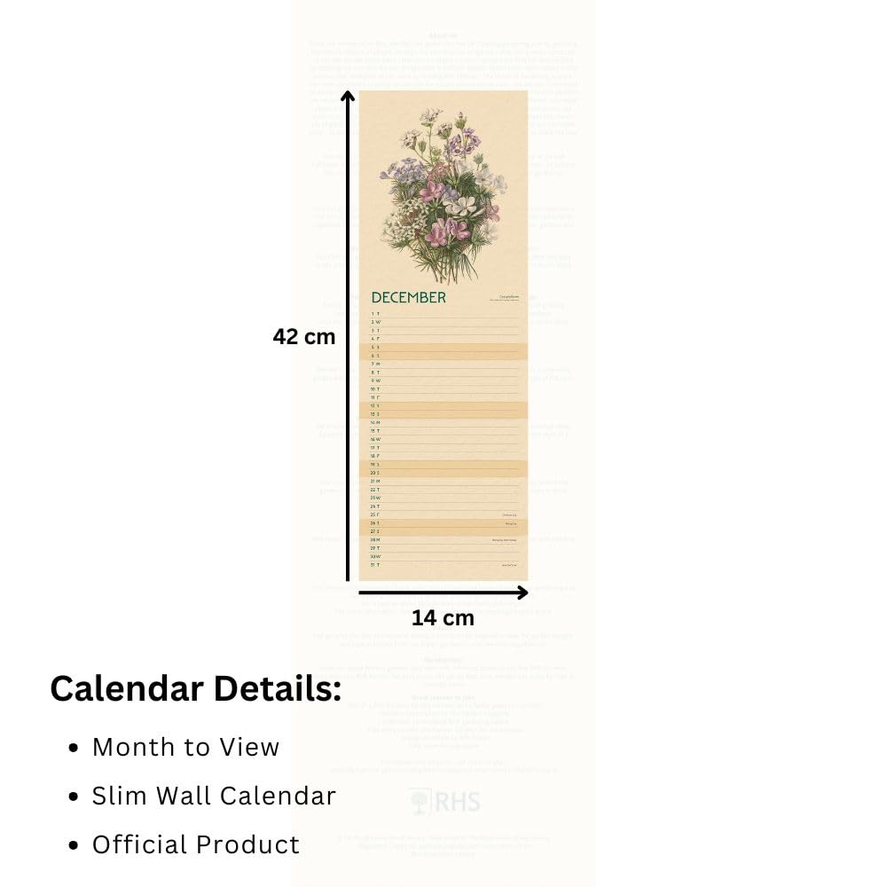 2026 RHS - Flowers - Slim Wall Calendar