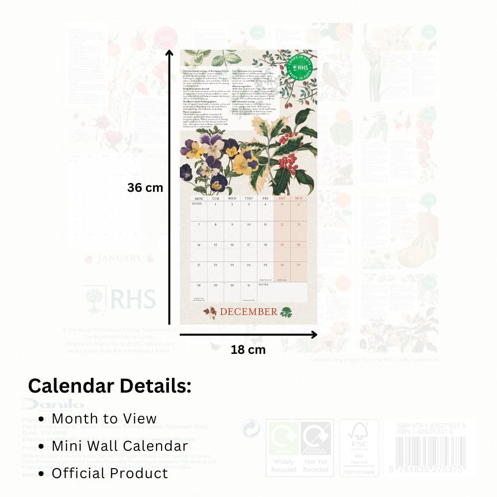 2026 RHS - Crops In Pots - Mini Wall Calendar