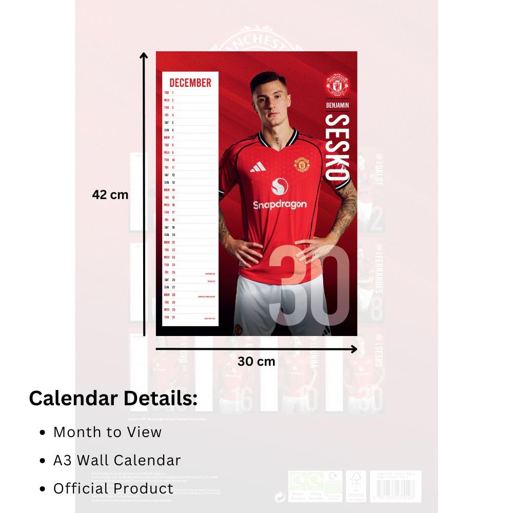 2026 Manchester United FC - A3 Wall Calendar