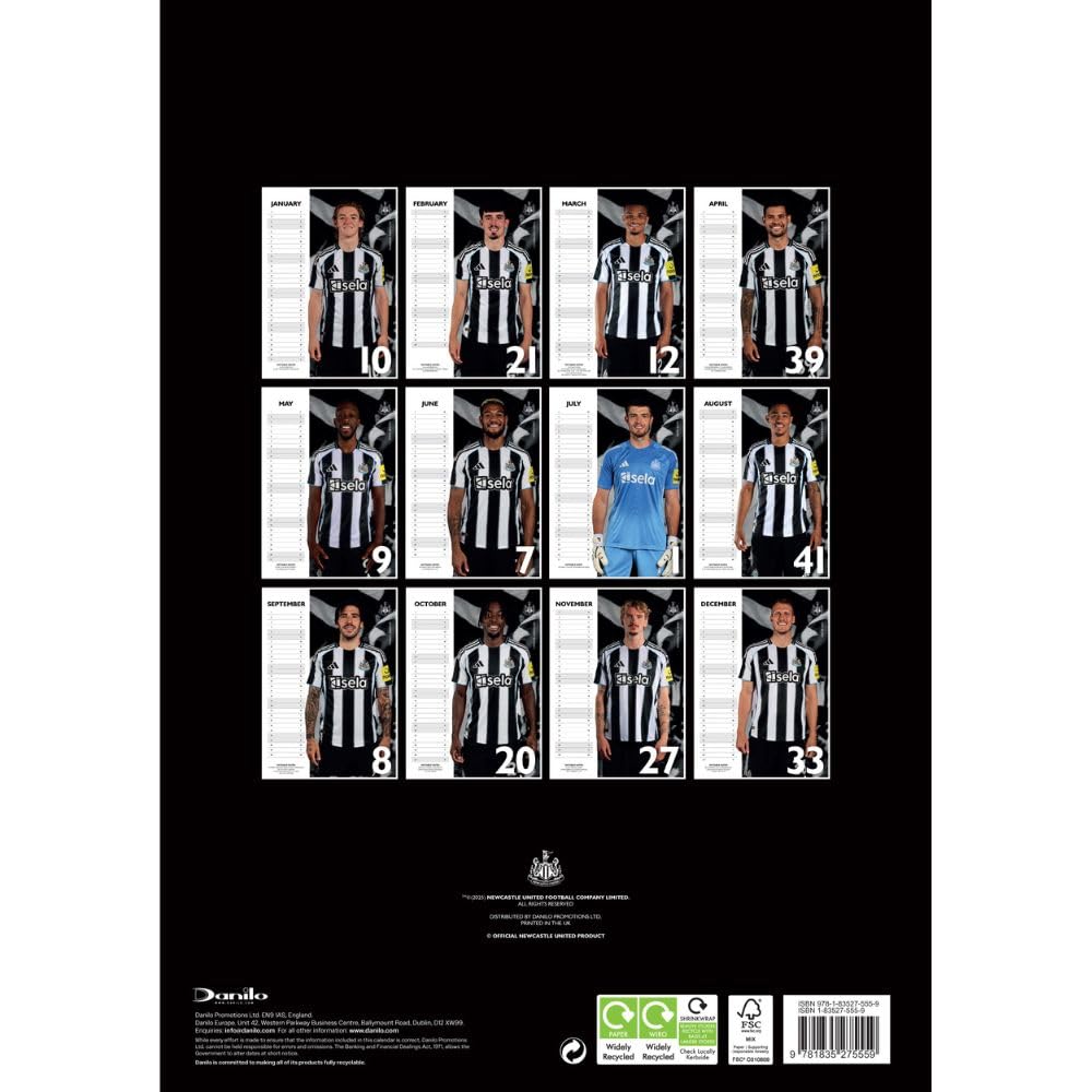 2026 Newcastle United FC - A3 Wall Calendar