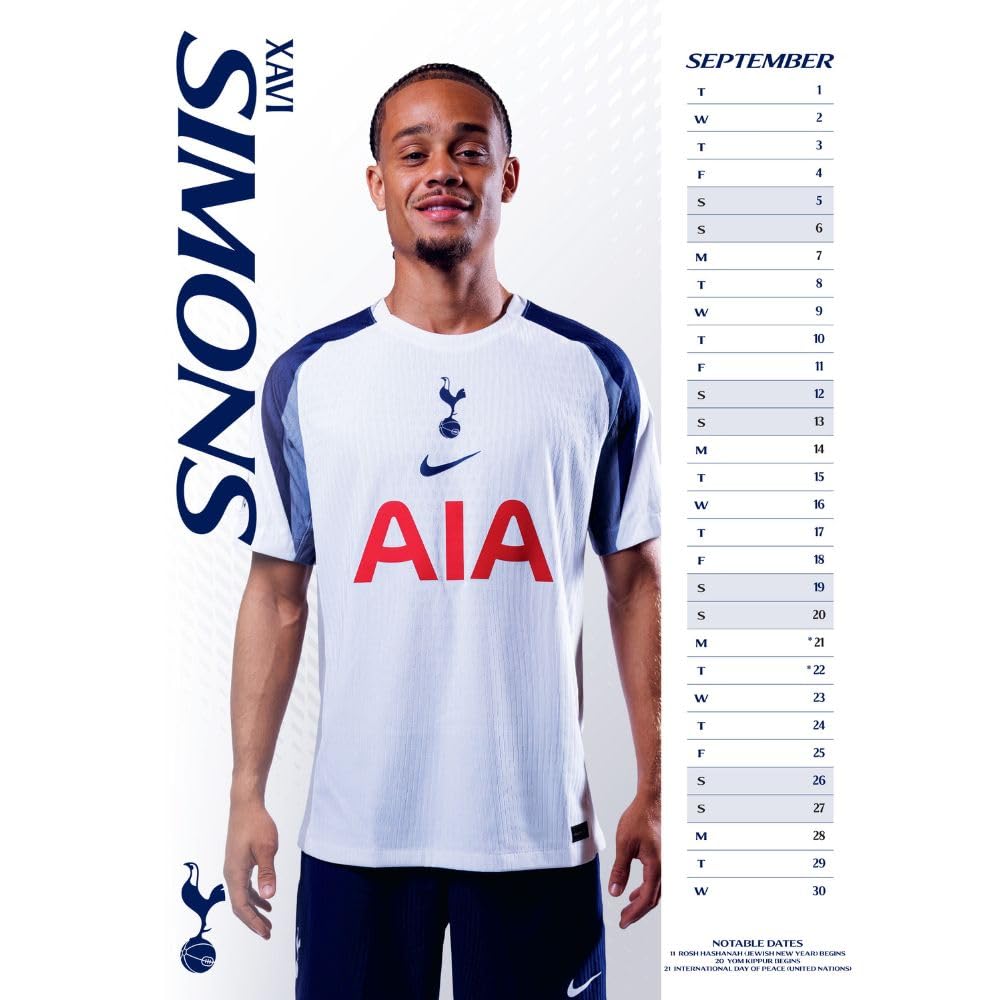 2026 Tottenham Hotspur FC - A3 Wall Calendar
