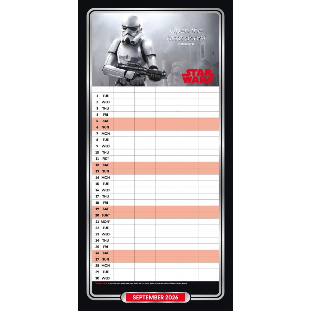 2026 Star Wars Classic - Family Organiser Calendar - Square Wall Calendar