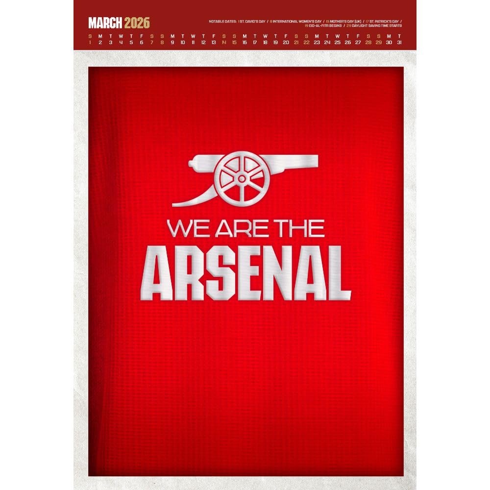 2026 Arsenal FC - A3 Deluxe Wall Calendar