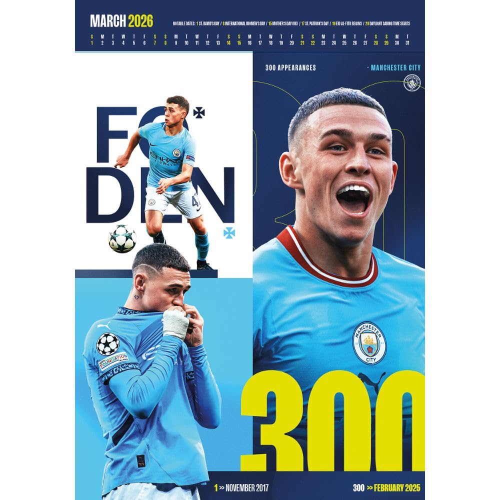 2026 Manchester City FC - A3 Deluxe Wall Calendar
