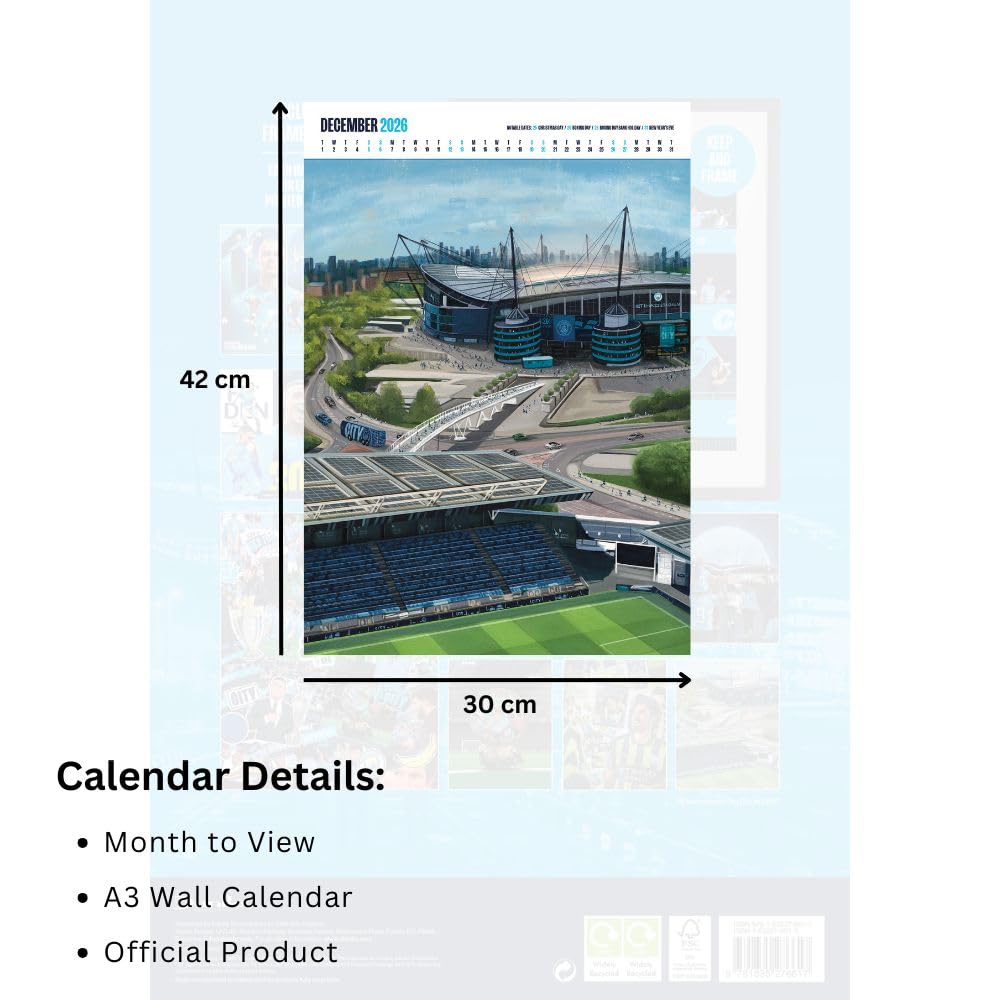 2026 Manchester City FC - A3 Deluxe Wall Calendar