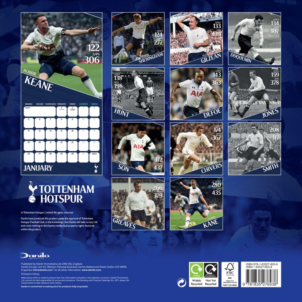 2026 Tottenham Hotspur FC Legends - Square Wall Calendar