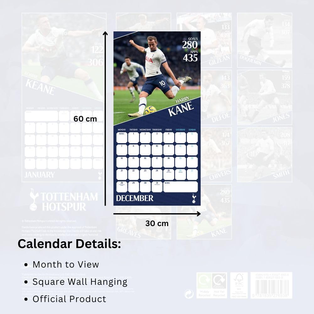 2026 Tottenham Hotspur FC Legends - Square Wall Calendar