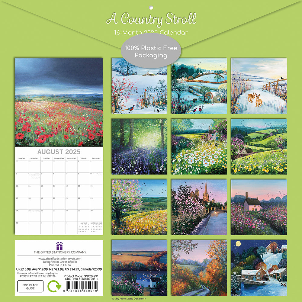 2025 A Country Stroll - Square Wall Calendar