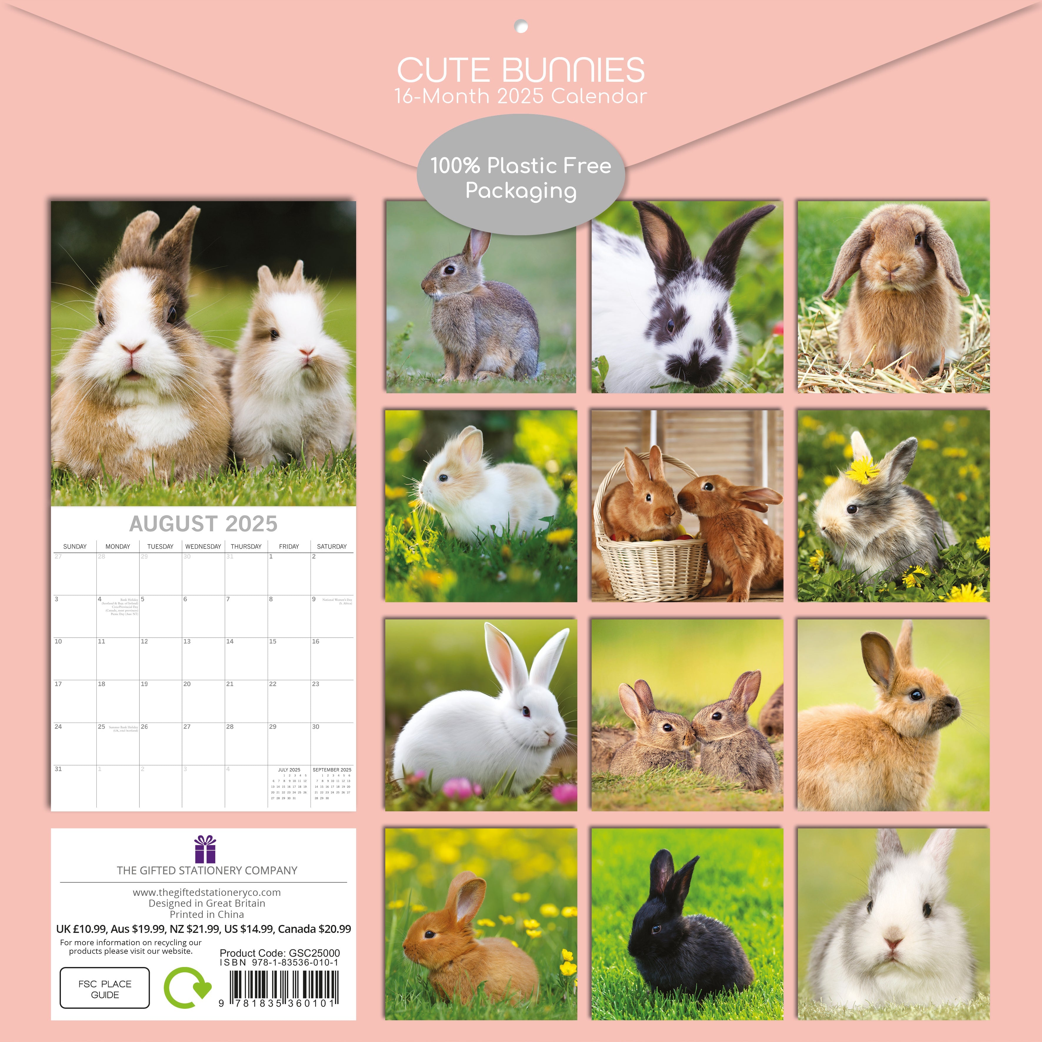 2025 Cute Bunnies - Square Wall Calendar