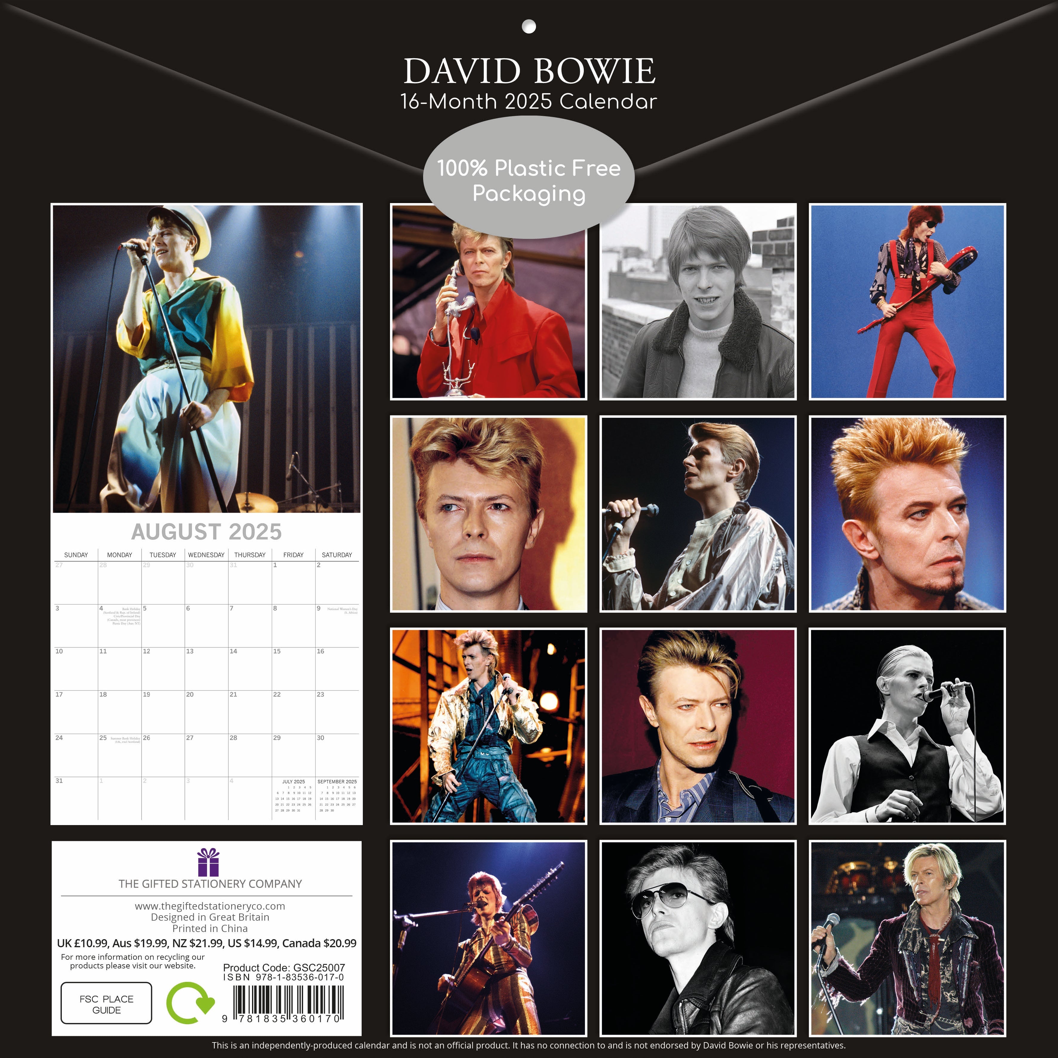 2025 David Bowie - Square Wall Calendar